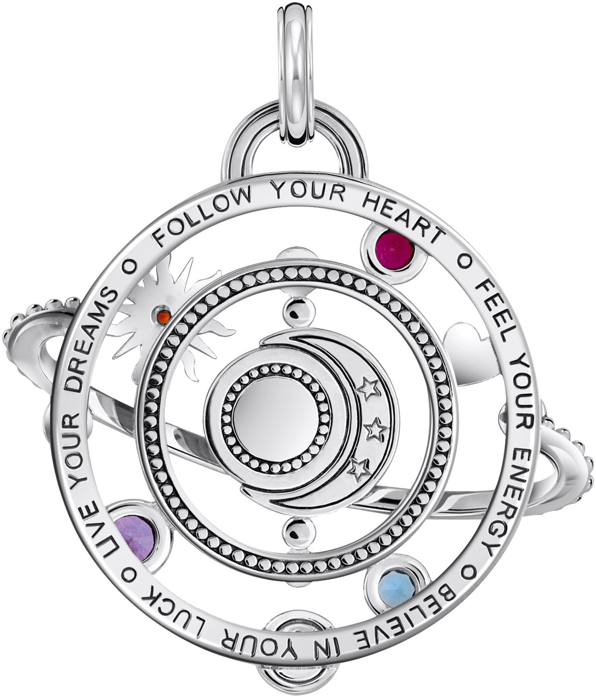 THOMAS SABO Kettenanhänger »Schmuck Silber 925 Anhänger Planetenring mit Umlaufbahnen, PE953-318-7«, mit Glas-Keramik Stein, Zirkonia, Korund und Spinell (synth.)