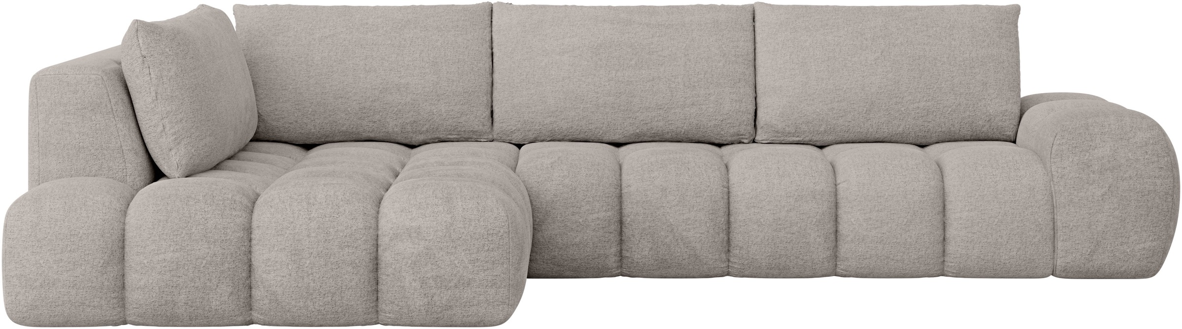 INOSIGN Ecksofa »AZITA Designsofa, elegant und bequem L-Form, Bubble-Optik«, lose Rückenkissen, traumhafte Steppung, Maße B/T/H: 352/210/72 cm
