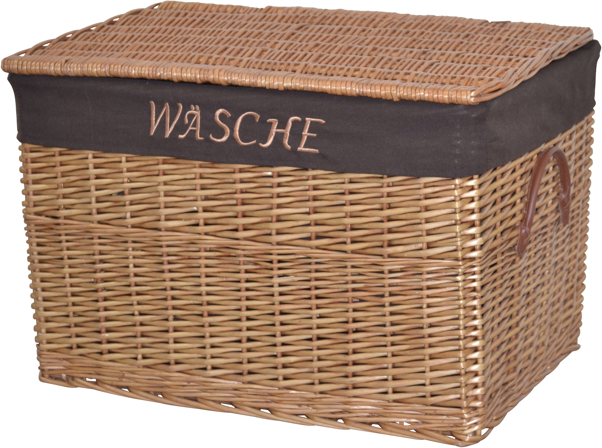 Wäschekorb, aus Weide, handgefertigt, mit herausnehmbarem Stoffeinsatz, 60x42x41cm