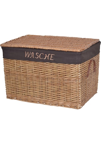 Wäschekorb, aus Weide, handgefertigt, mit herausnehmbarem Stoffeinsatz, 60x42x41cm
