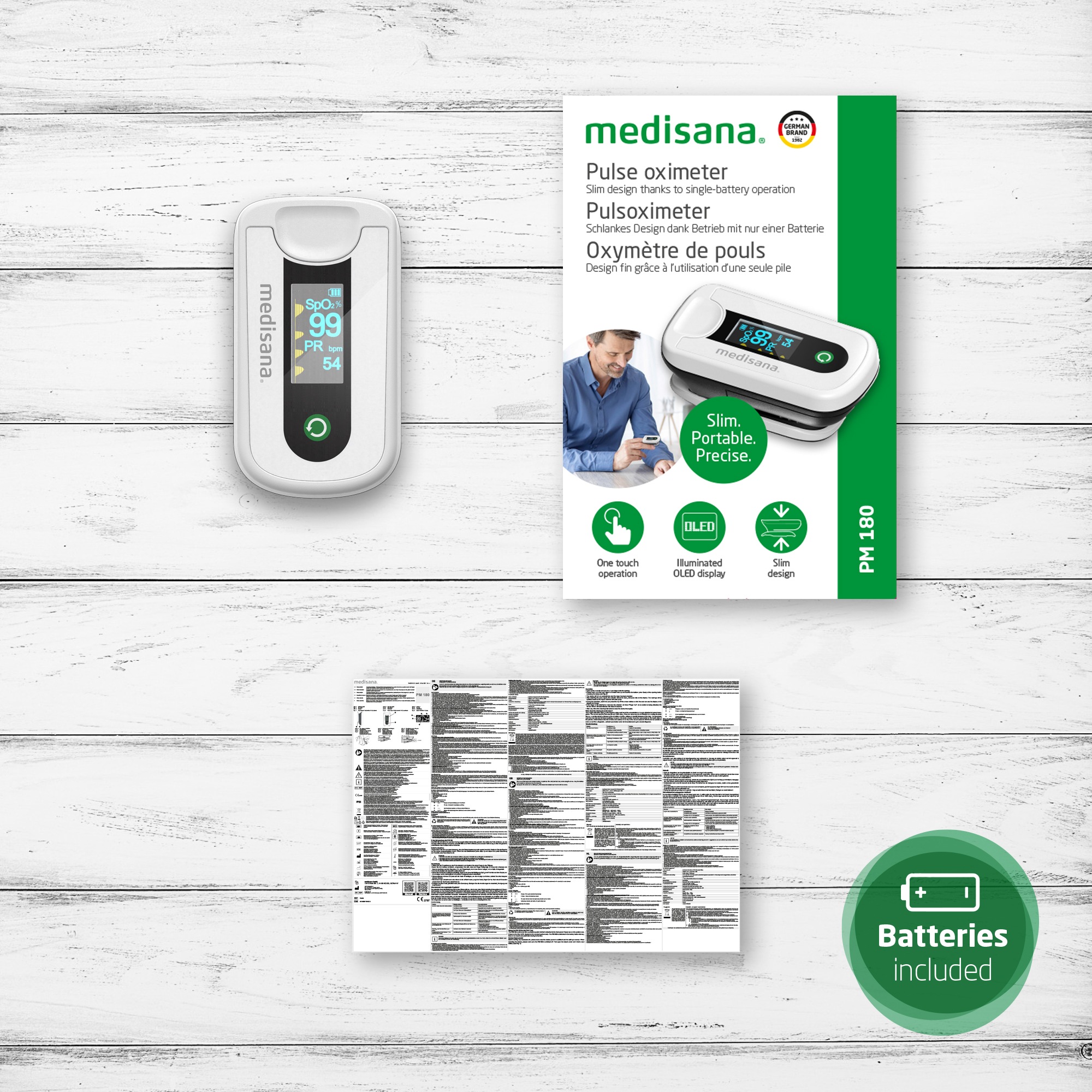 Medisana Pulsoximeter »PM 180«, Blutsauerstoffsättigung, Herzfrequenz,zertifiziertes Medizinprodukt