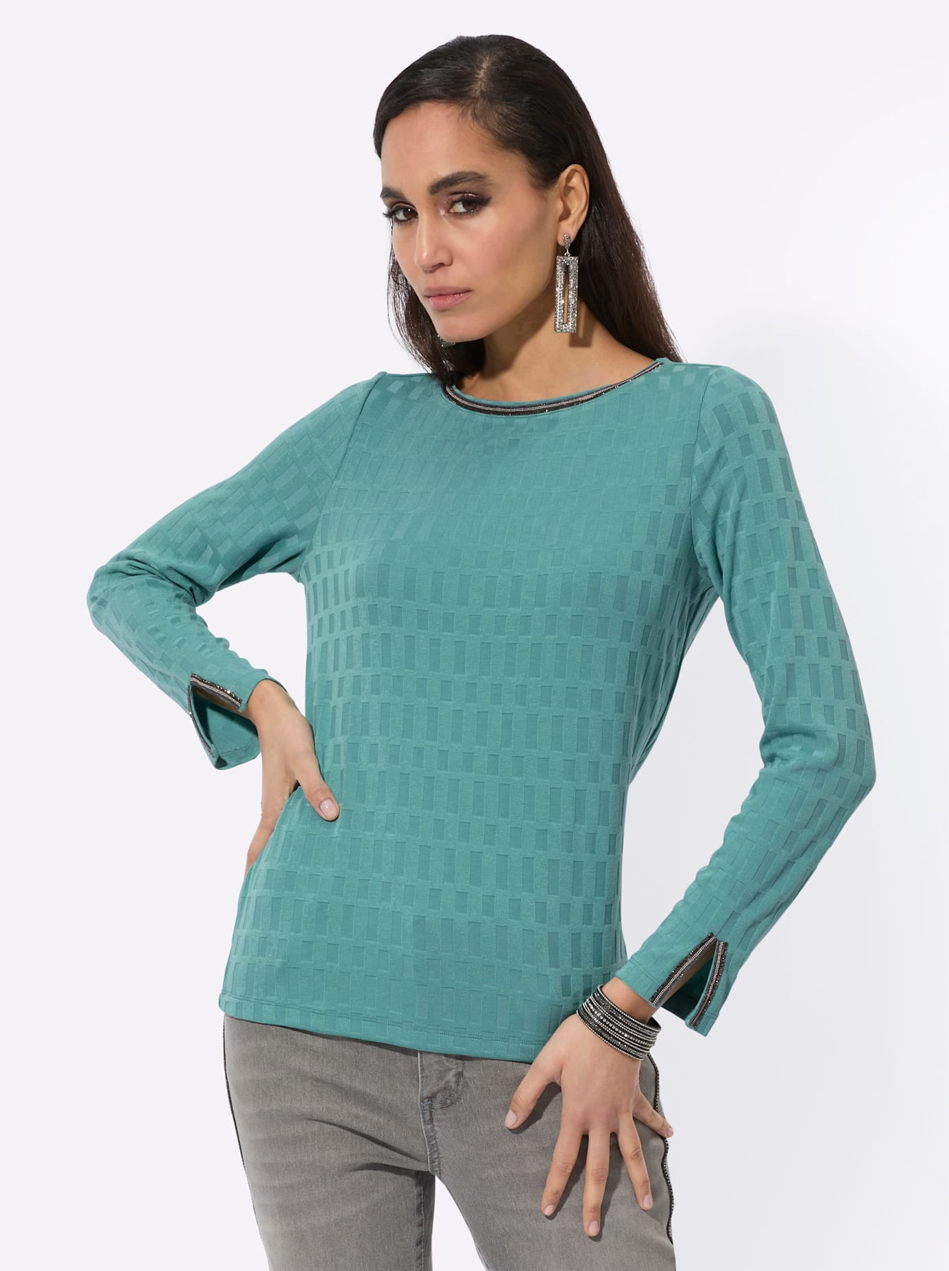 creation L Langarmshirt »Jacquard-Shirt«, (1 tlg.)