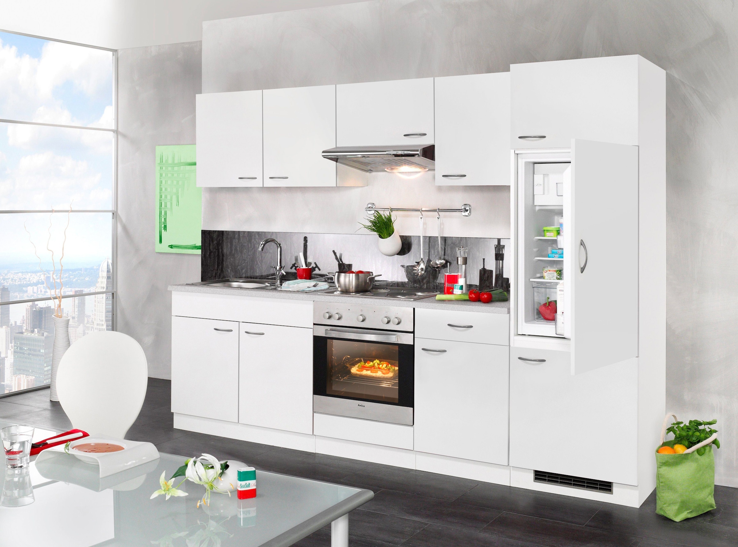 wiho Küchen Küchenzeile »Valencia«, mit E-Geräten, Breite 270 cm