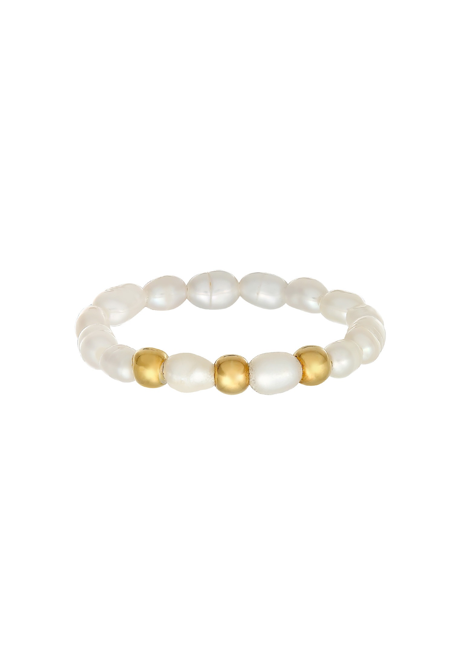 Elli Perlenring »Ring Süßwasserperlen Beads 925 Silber vergoldet«