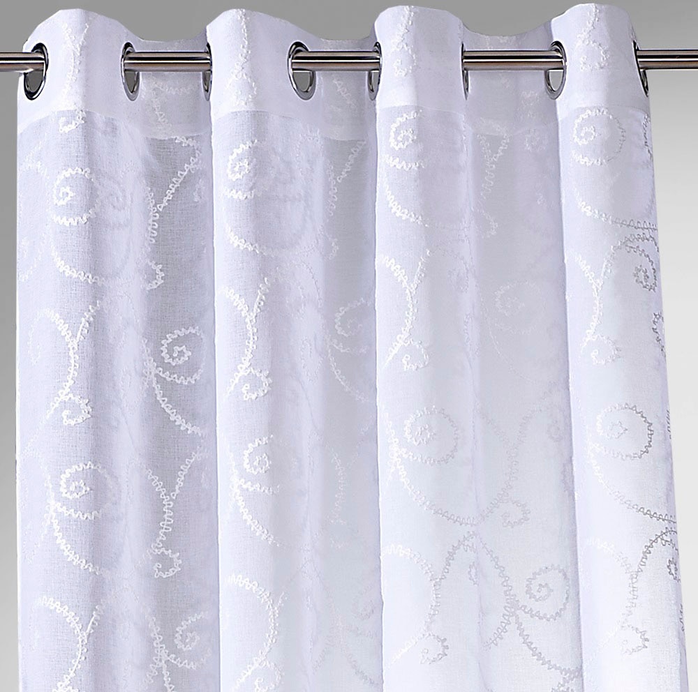 Weckbrodt Vorhang »Romance«, (1 St.), echte Stickerei, halbtransparent, Muster Raute, Gardine, Store