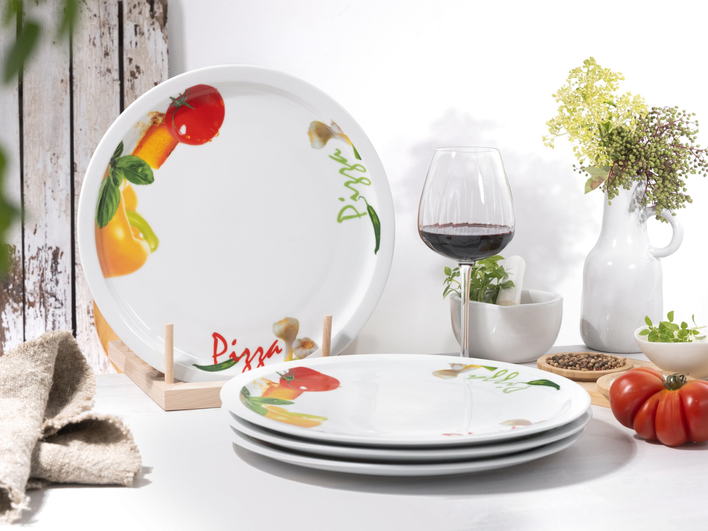 CreaTable Pizzateller »Milano Pizza, Teller Set, 4-tlg.« Italienische Eleganz, Vielseitig einsetzbar