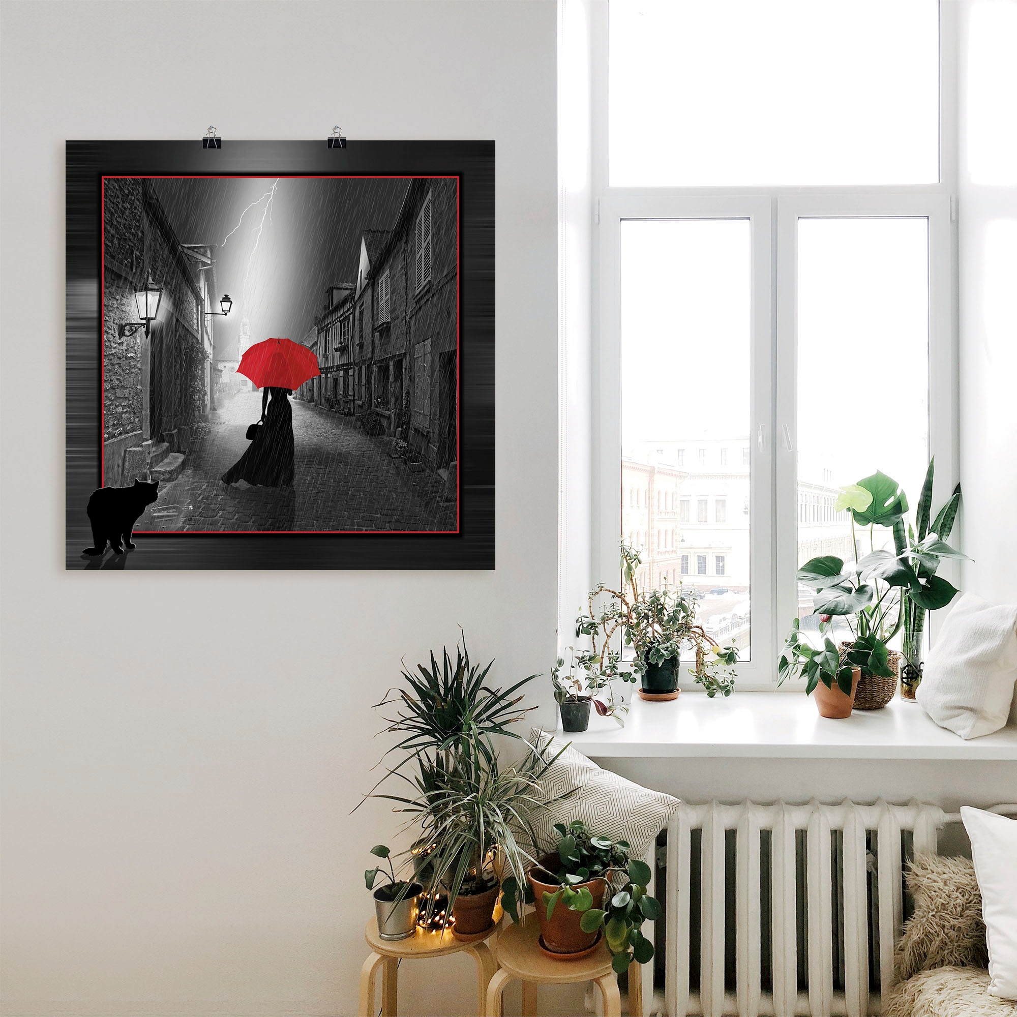 Artland Wandbild »Die Frau mit dem roten Schirm 2« Frau 1 Stk. tlg. als Leinwandbild, Poster in verschied. Größen