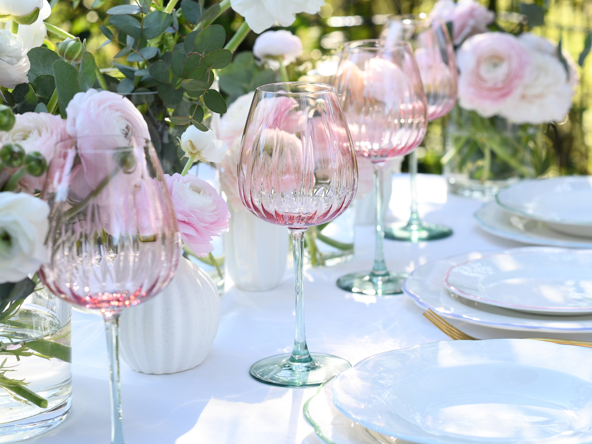 CreaTable Weinglas »Swirly Spring, Weingläser-Set, 4-tlg.« Rillen Relief, Modern, Sommerlich, Leicht