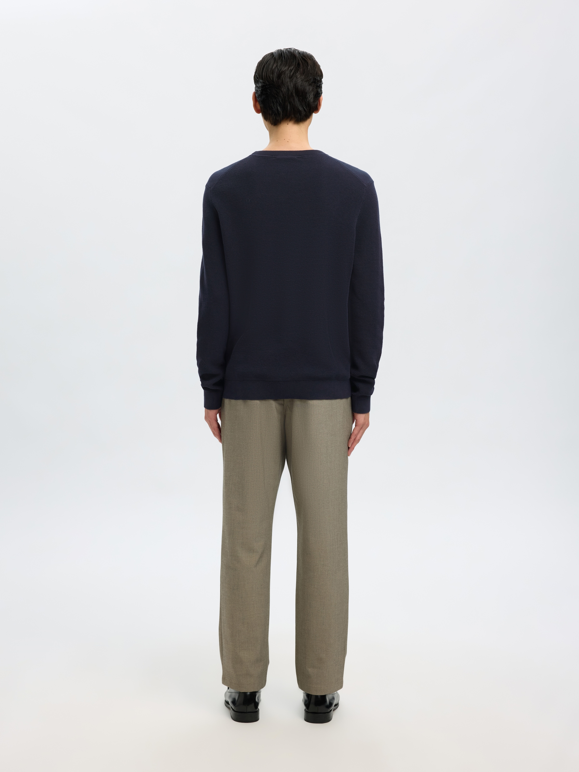 SELECTED Rundhalspullover »SLHROSS LS KNIT STRUCTURE CREW NECK NOOS« Baumwolle, regular fit