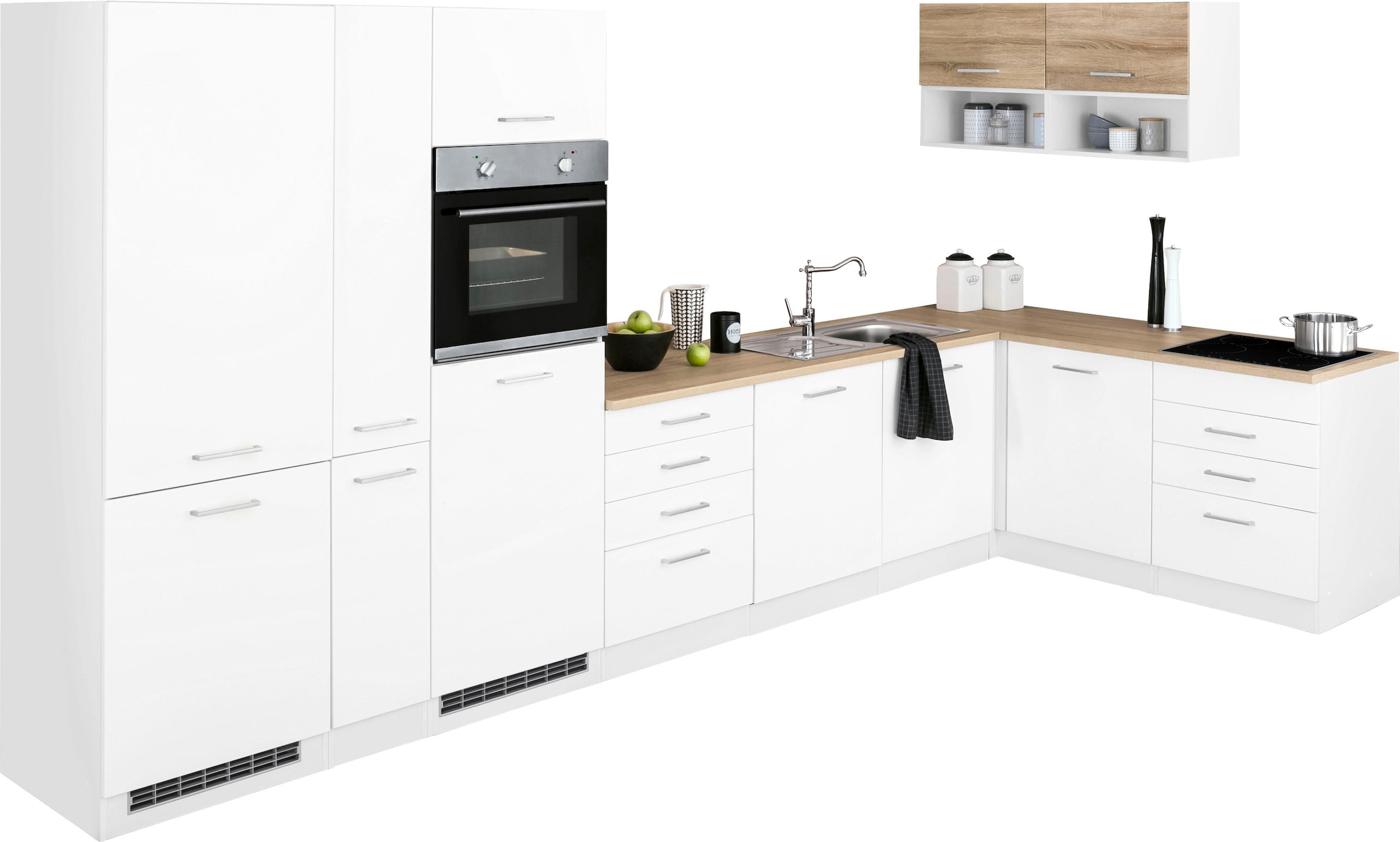 HELD MÖBEL Winkelküche »Visby«, ohne E-Geräte, 390x180 cm, für  Kühl/Gefrierkombi und Geschirrspüler bequem kaufen