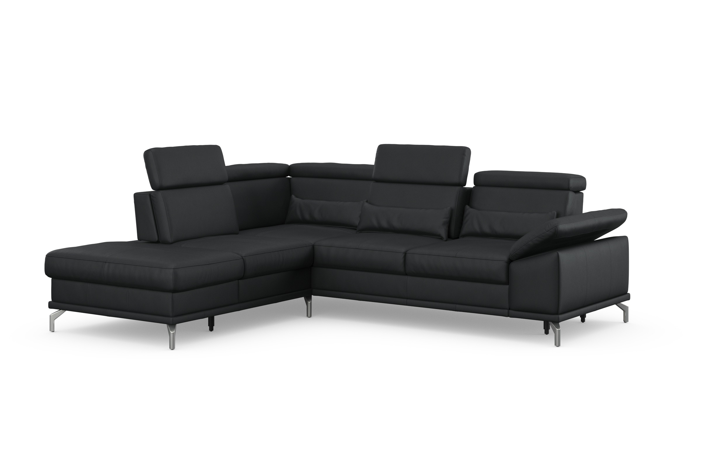 sit&more Ecksofa »Cabrio L-Form, B: 274 cm, mit Sitztiefen-, Arm- & Kopfteilverstellung«, 3 Nierenkissen, Federkern, optional Bettfunktion und Stauraum