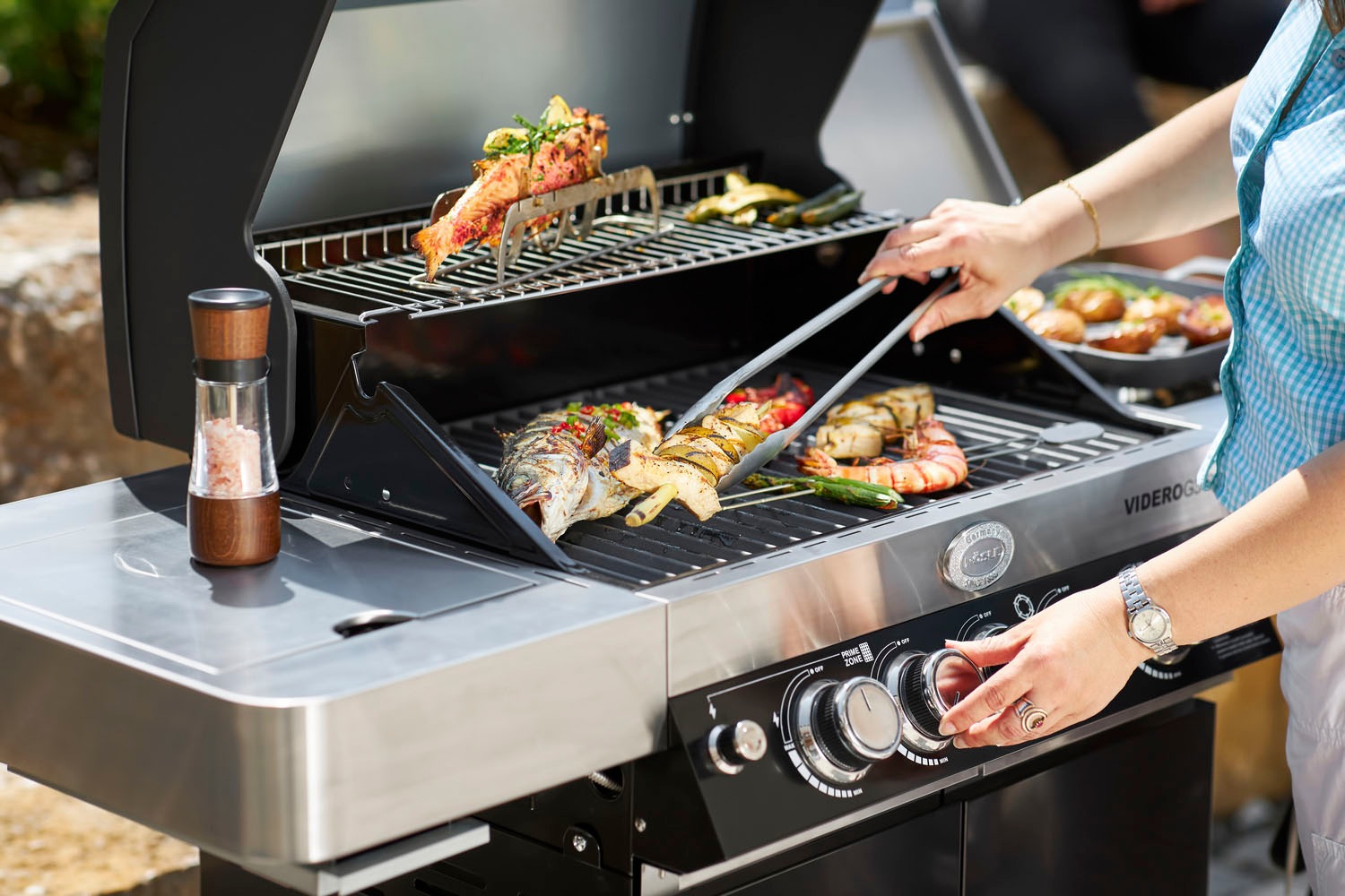 RÖSLE Grillrost »25071«, (1 St.), Aufsatz zur Zubereitung von Fisch, Größe einstellbar, Edelstahl 18/10