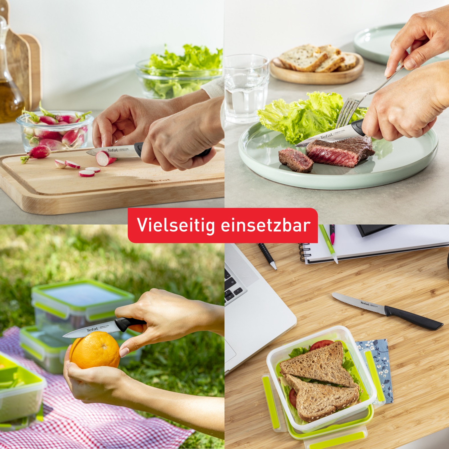 Tefal Messer-Set »Colorfood für alle täglichen Vorbereitungen« deutscher Edelstahl, rostfrei, leicht strukturierte Griffe, K2733S