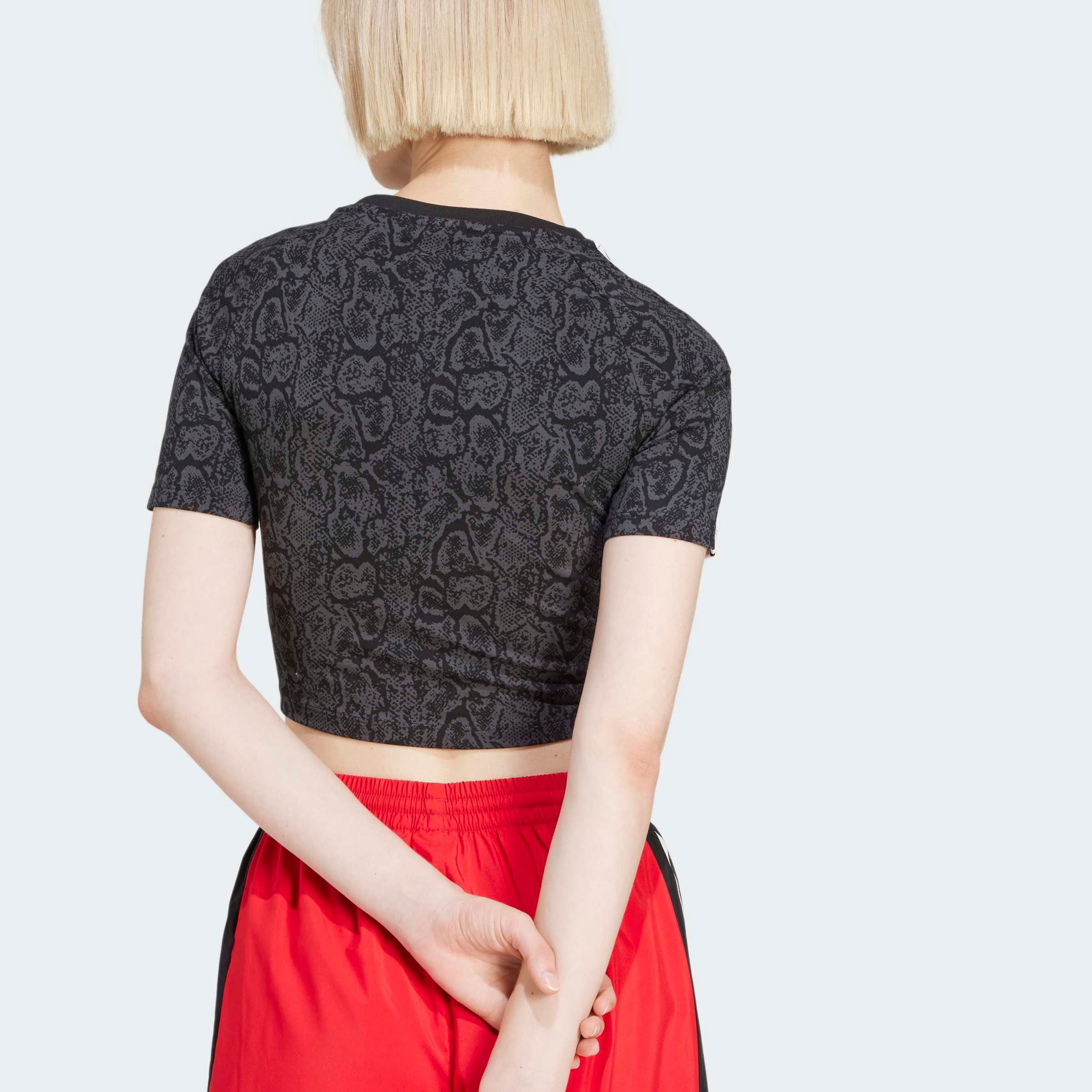 adidas Originals T-Shirt »SNAKESKIN 3-STREIFEN BABY« schmale Passform, kürzerer Schnitt, mit kontrastierenden 3-Streifen