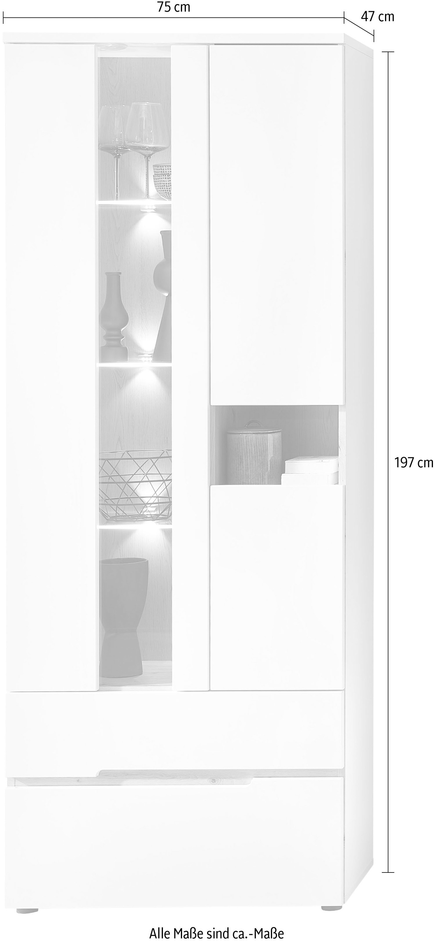 Innostyle Vitrine »Memphis Vitrine, 110x40x65cm (B/H/T)«, (1 St.)