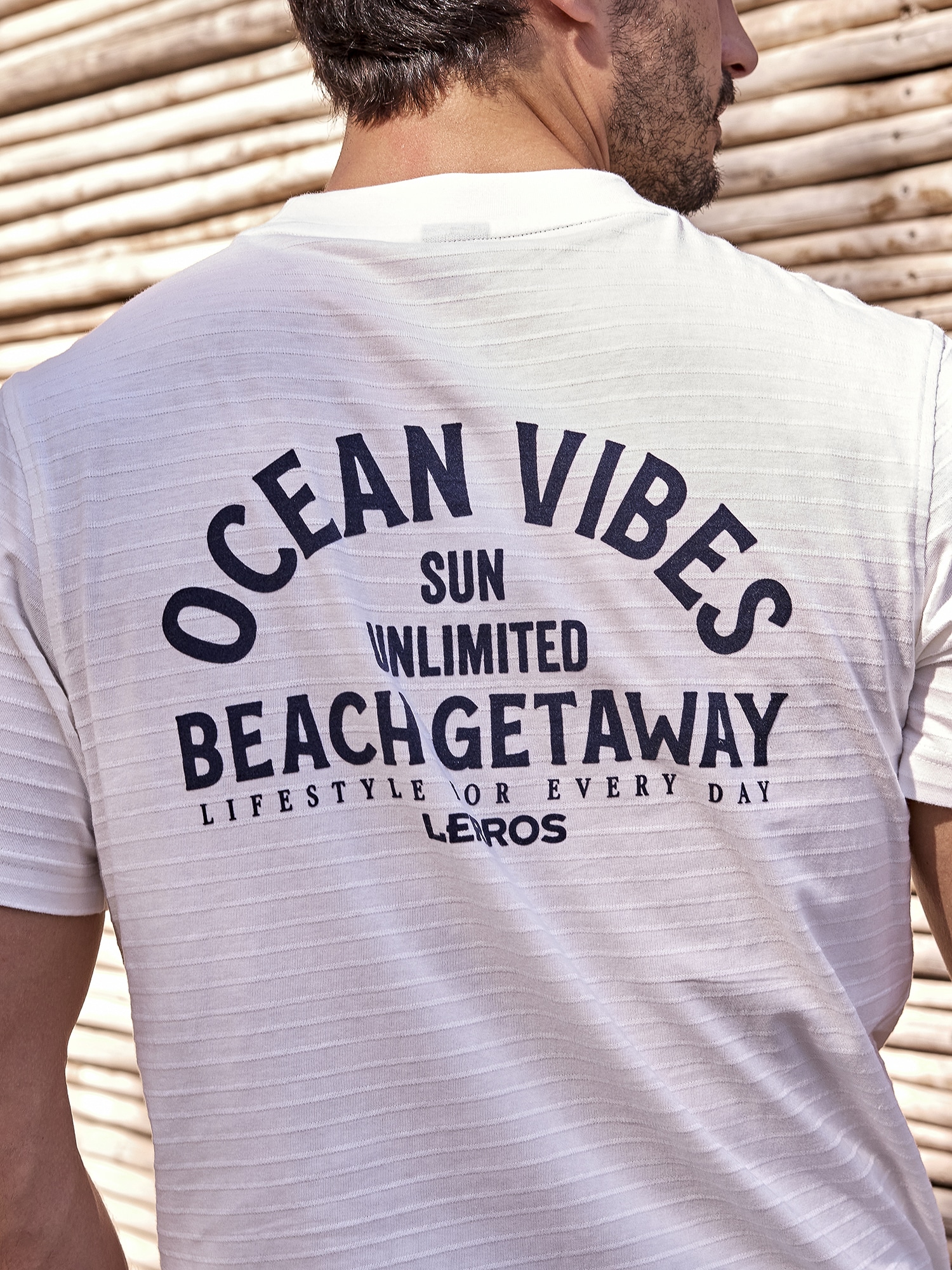 LERROS T-Shirt »Gestreiftes T-Shirt mit Front und Backprint«