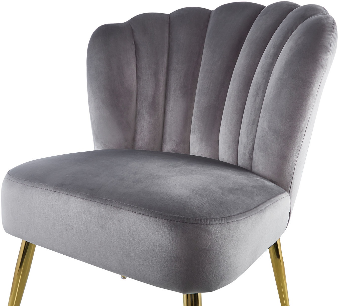Kayoom Polsterstuhl »Stuhl Lalie 125, Rückenlehne im Retro-Stil, ausgefallene Rückenlehne«, 1 St., Rückenlehne in Muschel-Design, Samtbezug, goldene Metallbeine