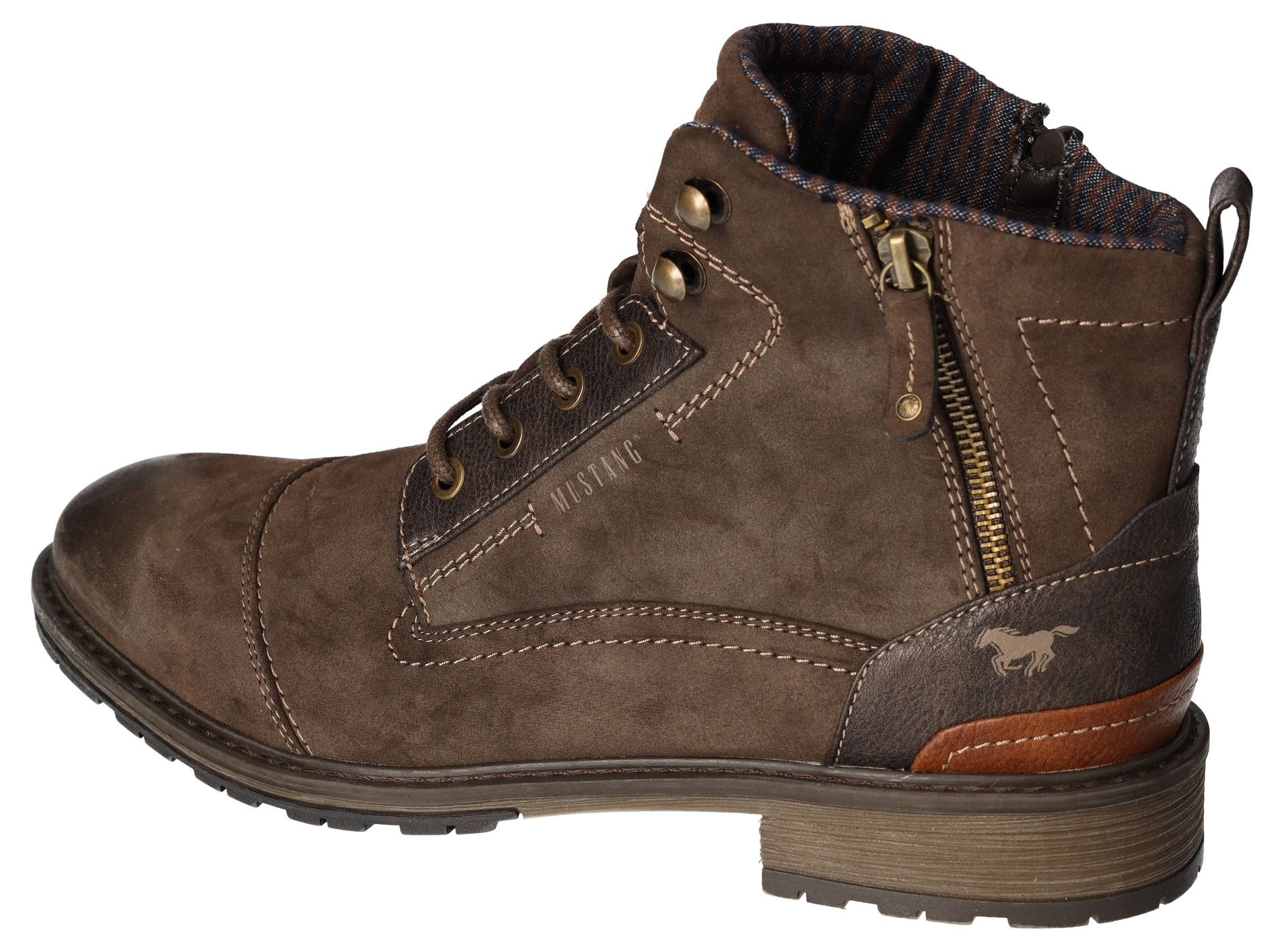 Mustang Shoes Schnürboots, Winterboots, Casual Stiefel mit stylischem Logodruck auf der Zunge