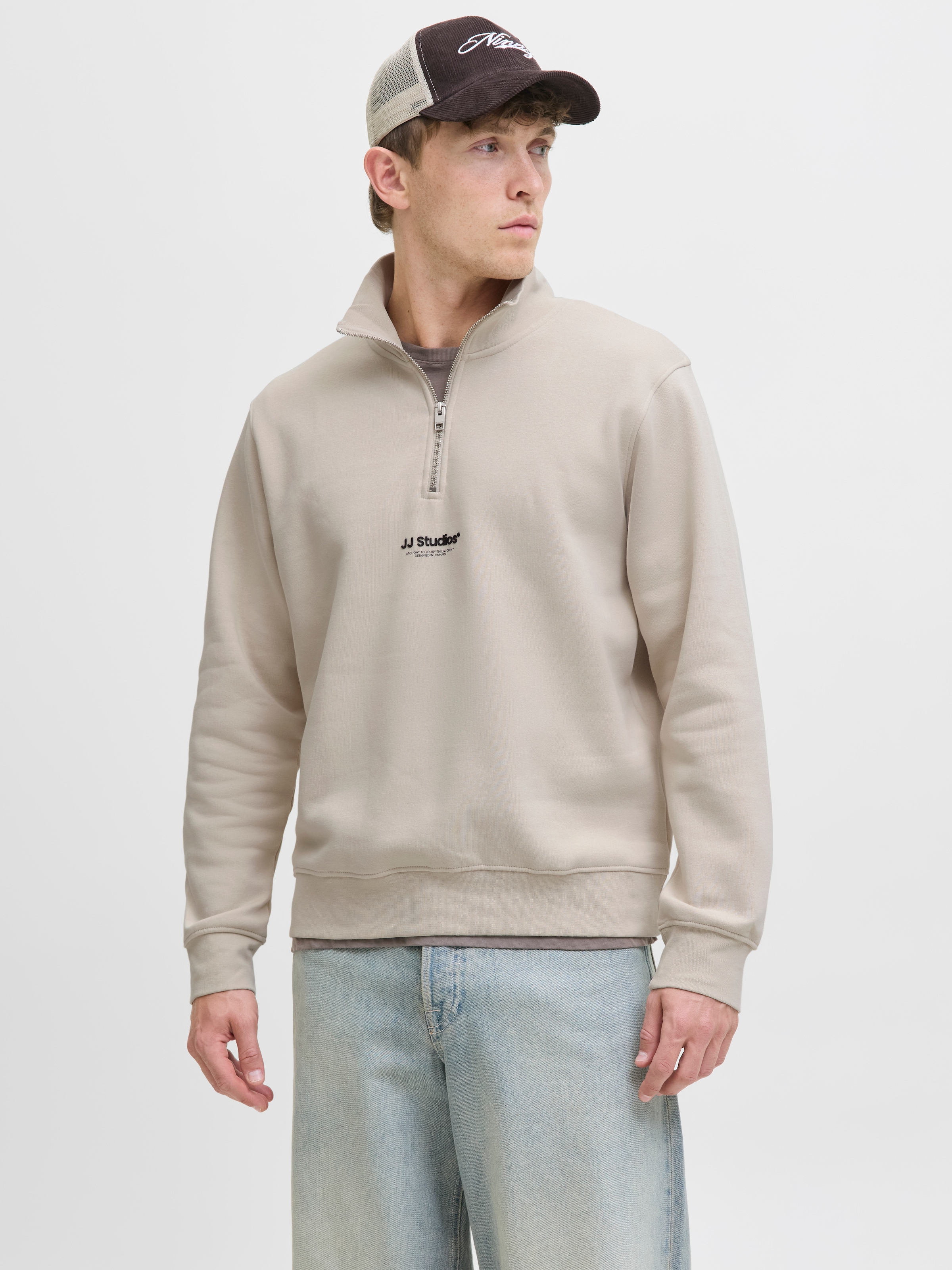 Jack & Jones Sweatshirt »JJESOHO SWEAT QUARTER ZIP HN NOOS«, Baumwollmischung, relaxed fit
