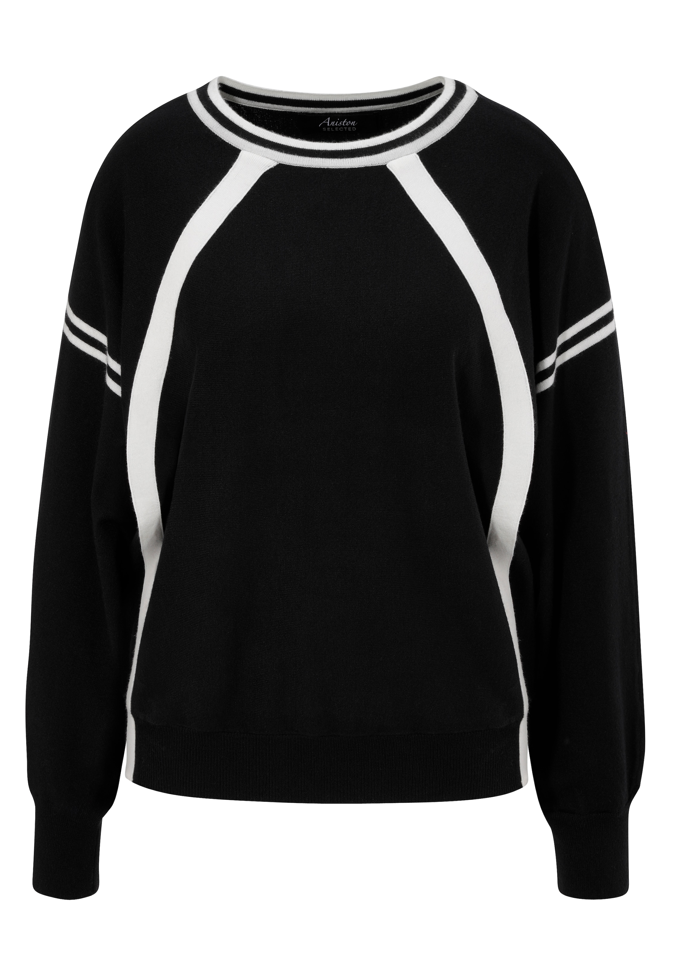 Aniston SELECTED Strickpullover, mit sportiven weißen Streifen