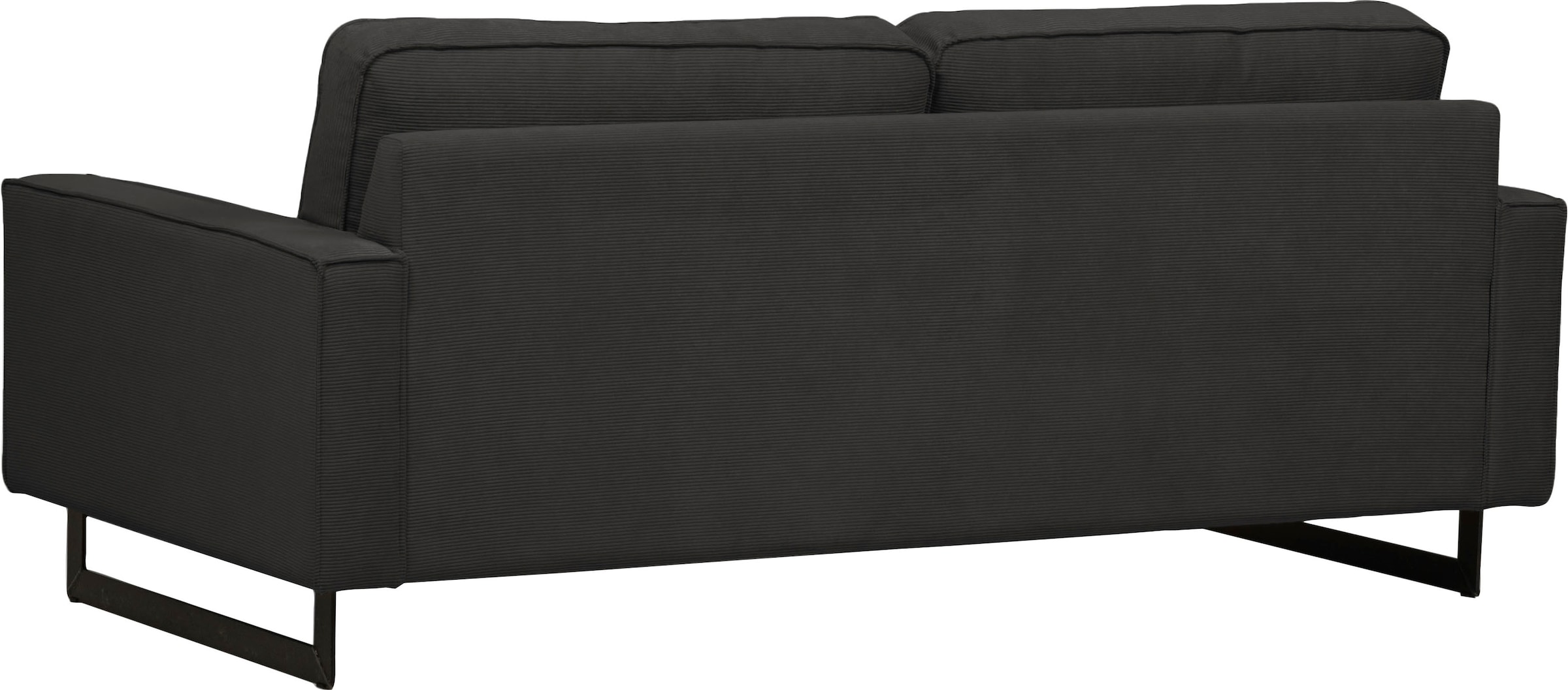 Home affaire 3-Sitzer »Pinto, 206 cm, Cord, Chenille, Lederoptik« mit Keder, schwarze Metallfüße, Wellenunterfederung