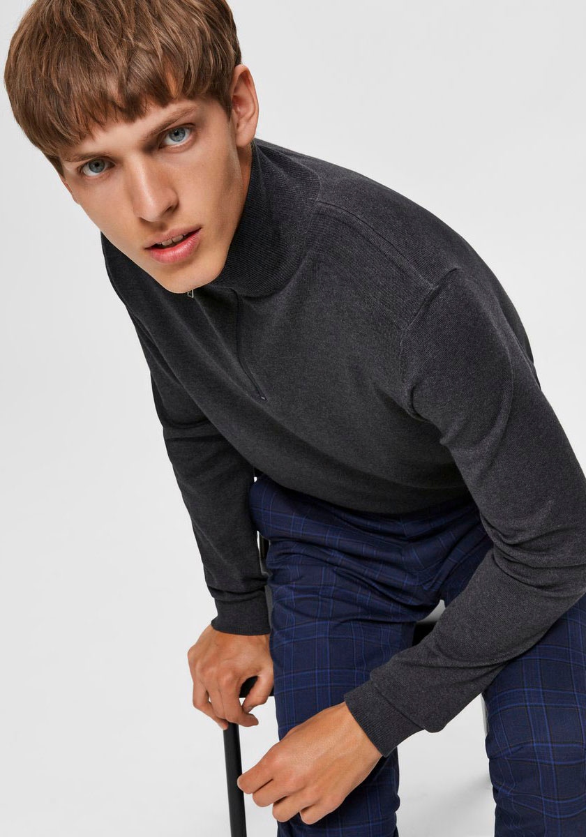 SELECTED Troyer »SLHBERG HALF ZIP CARDIGAN NOOS« Baumwolle, regular fit