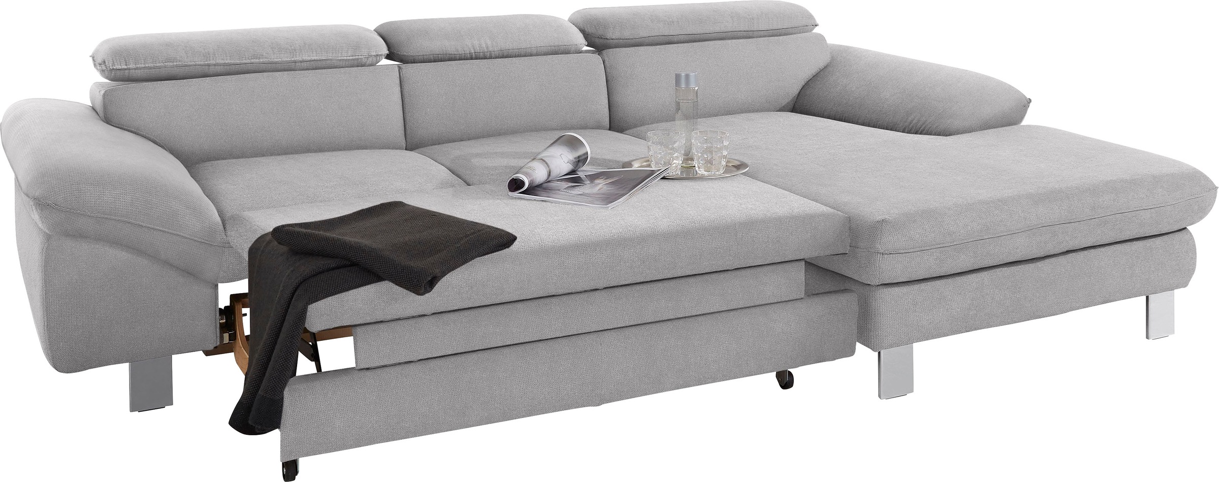 COTTA Polstergarnitur »Driver L-Form«, (Set, 2 tlg.), Set bestehend aus: Ecksofa mit Kopfteilverstellung & Hocker