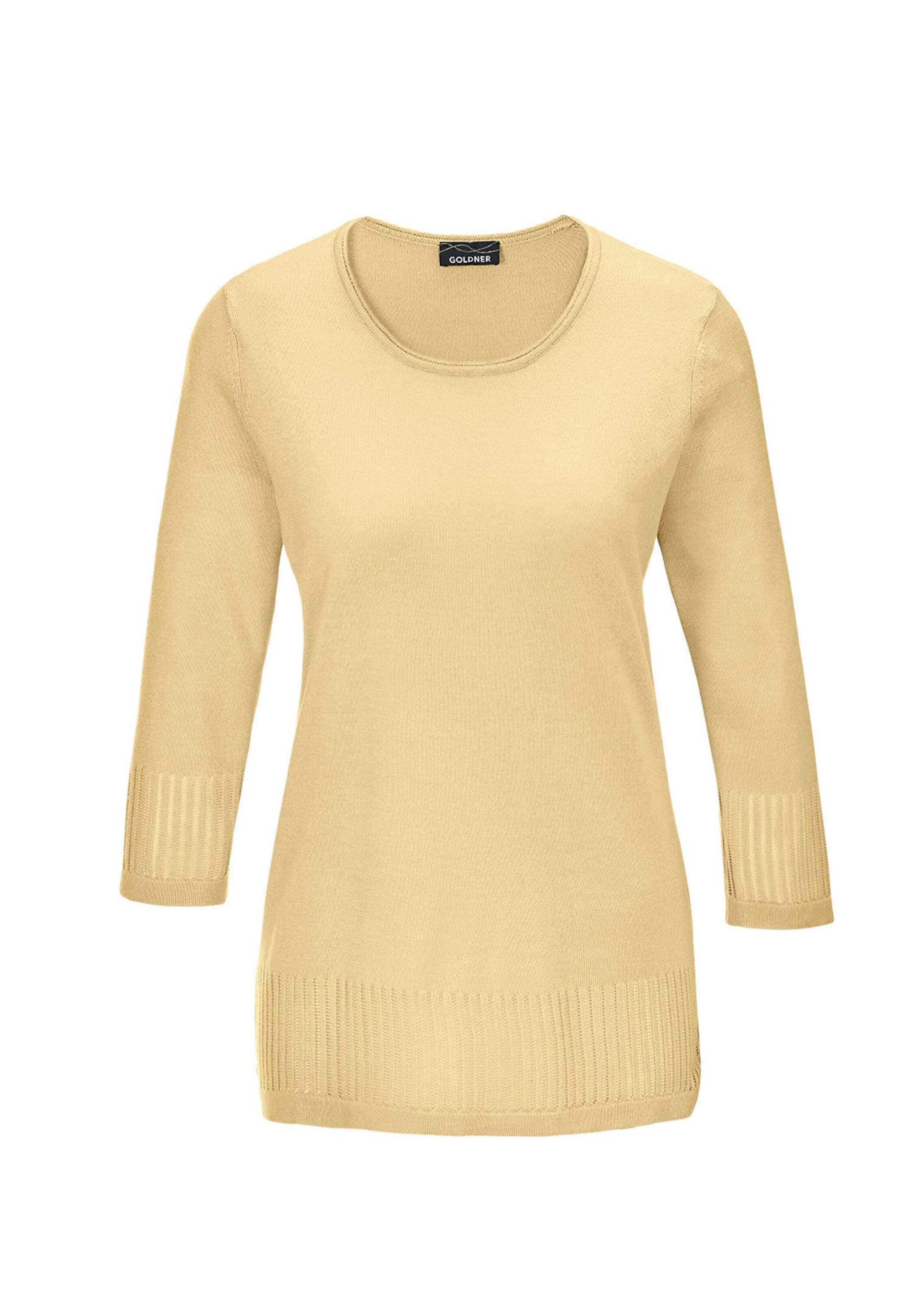GOLDNER 3/4 Arm-Pullover »Kurzgröße Ajour-Pullover mit Durchbrüchen« Ohne