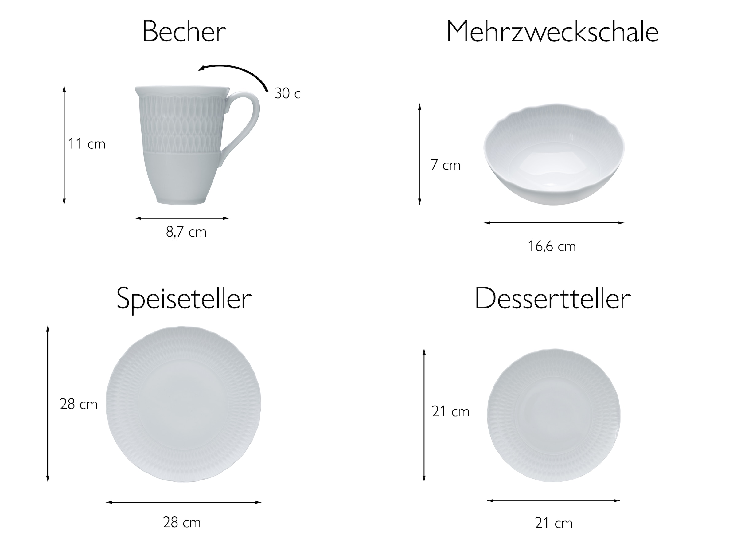 CreaTable Kombiservice »Sofia, Kombi-Service 16 tlg« Klassisch-elegantes Relief