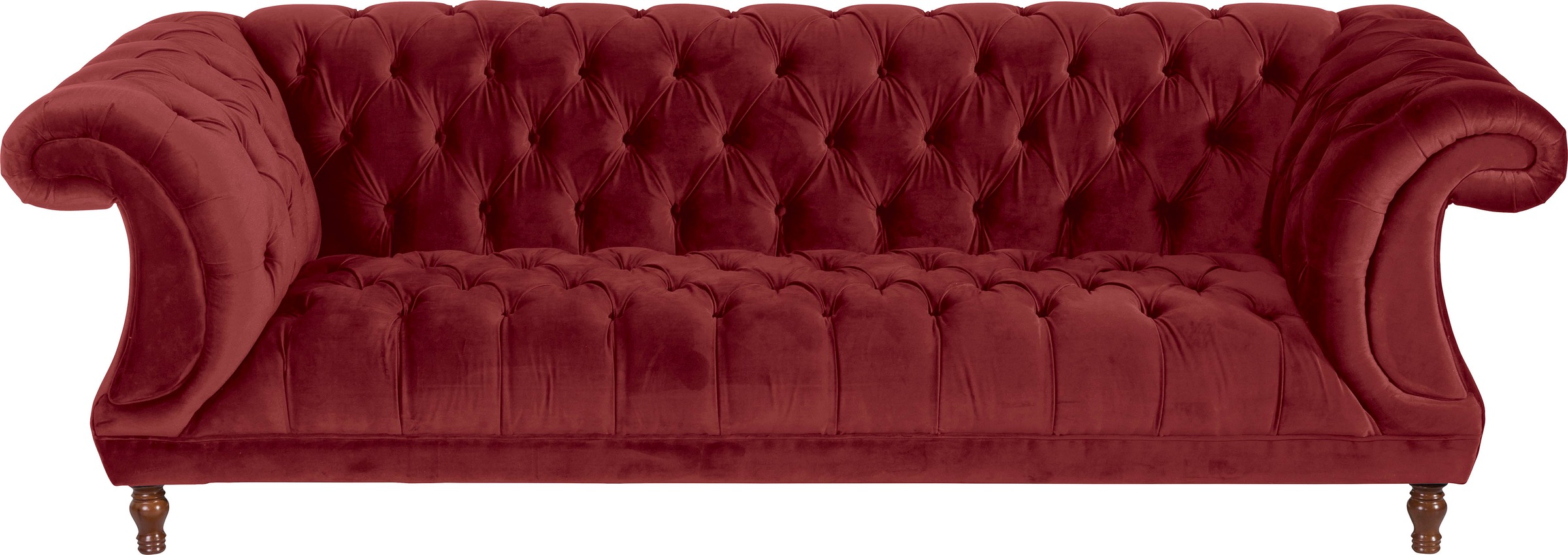 Max Winzer® Chesterfield-Sofa »Isabelle«, Knopfheftung & gedrechselten Füßen in Buche Nussbaum, Breite 260 cm