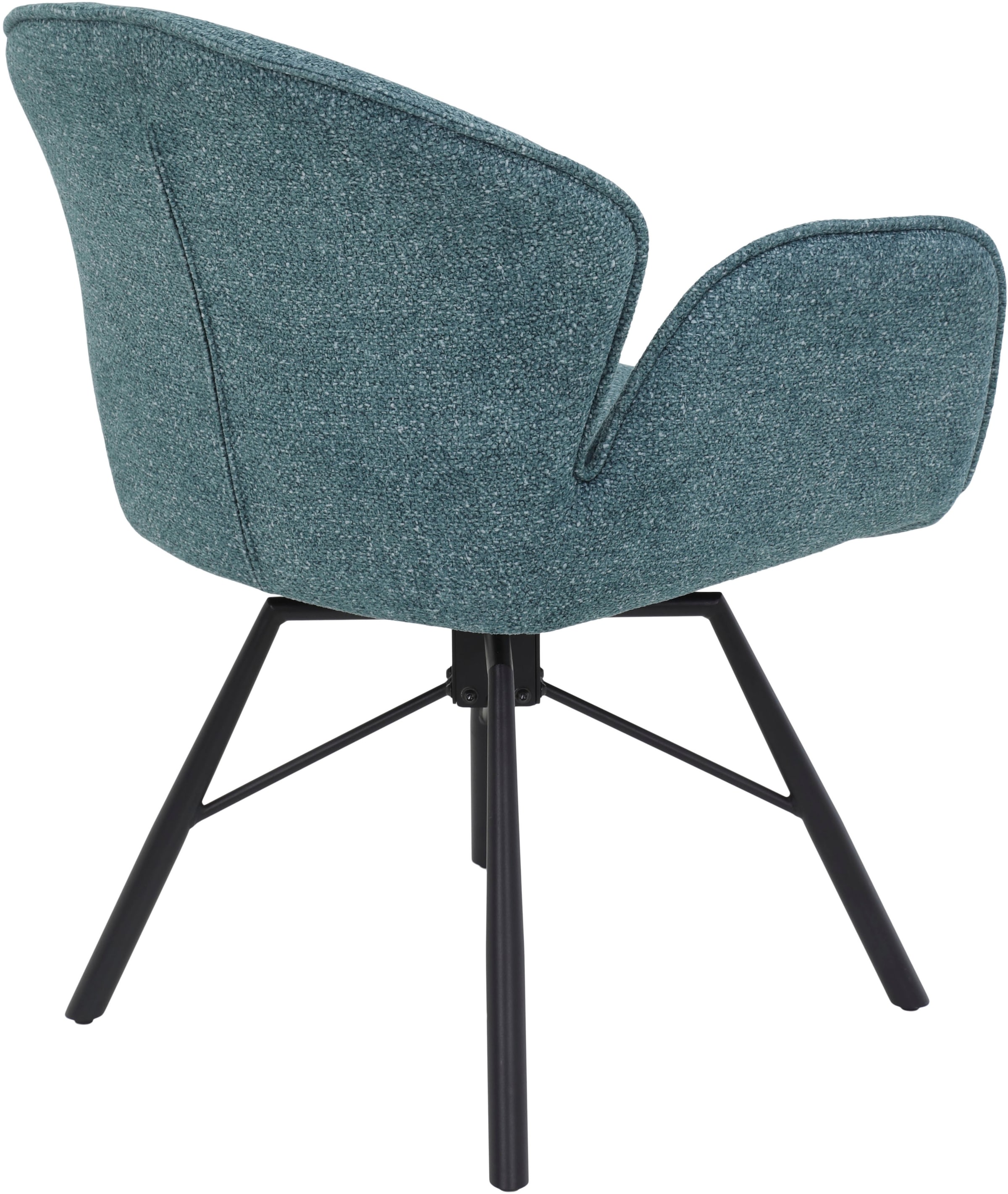 HELA 4-Fußstuhl »BRISTOL, Armlehnen Stuhl, Sessel, Esszimmerstuhl«, (Set), 1 St., Microfaser-Bouclé, 360° drehbar mit Auto-Return,gepolstert,Boucléoptik,Armlehnen
