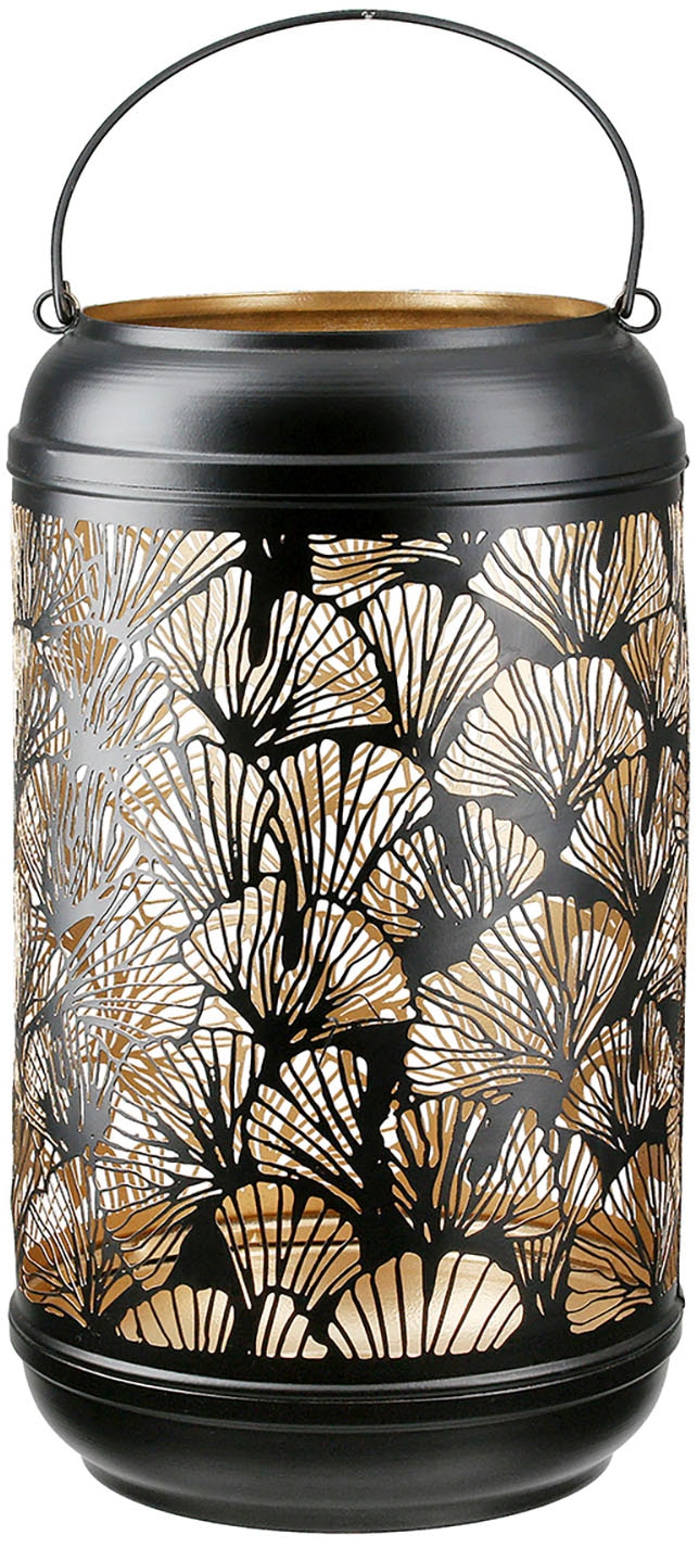 GILDE Windlicht "Windlicht Ginkgo, schwarz H.36 cm"