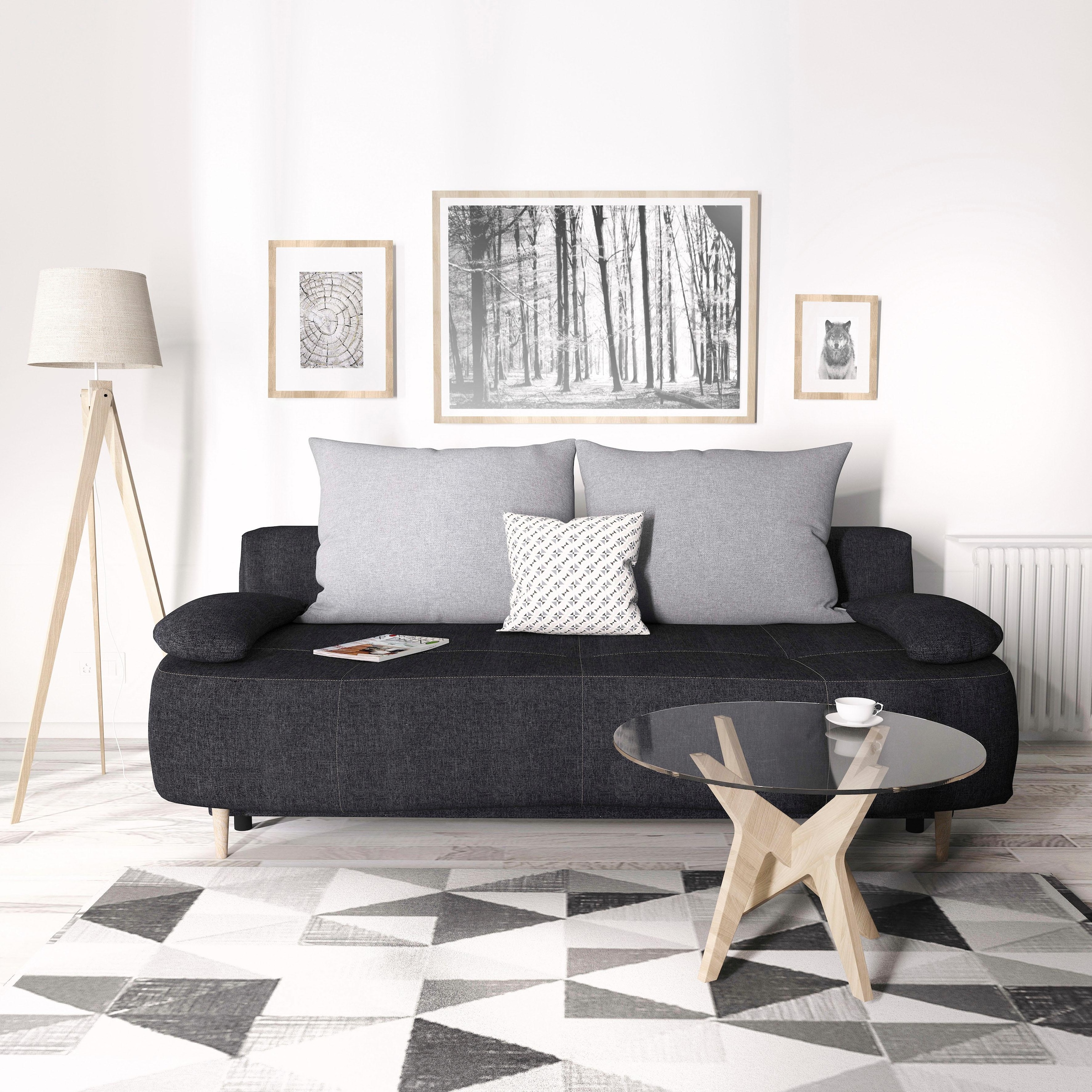 Home affaire Schlafsofa »Alina«, mit Bettfunktion und Bettkasten, Federkern, losen Kissen