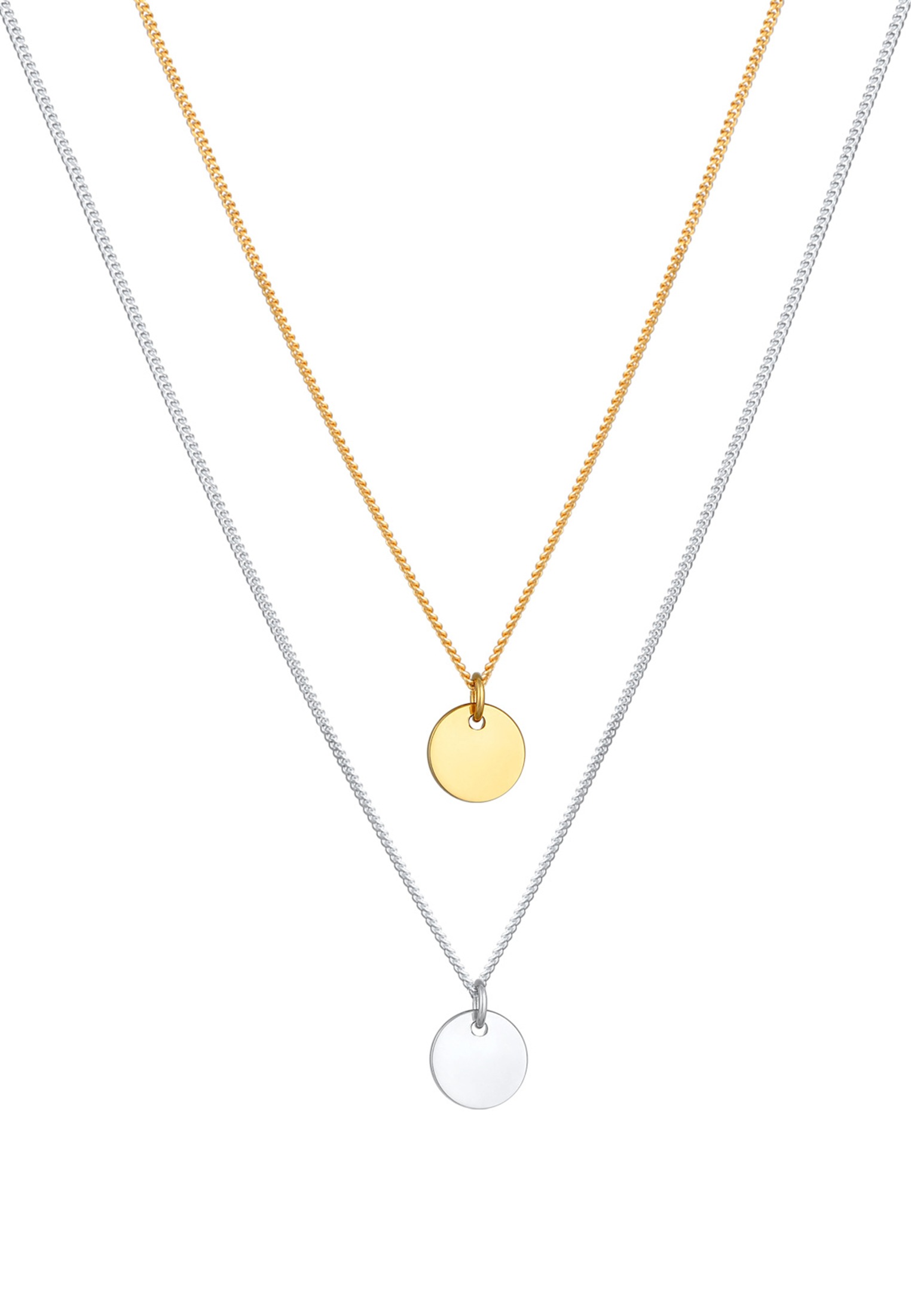 Elli Silberkette »Halskette Layer Kette mit Kreis Plättchen 925 Silber«