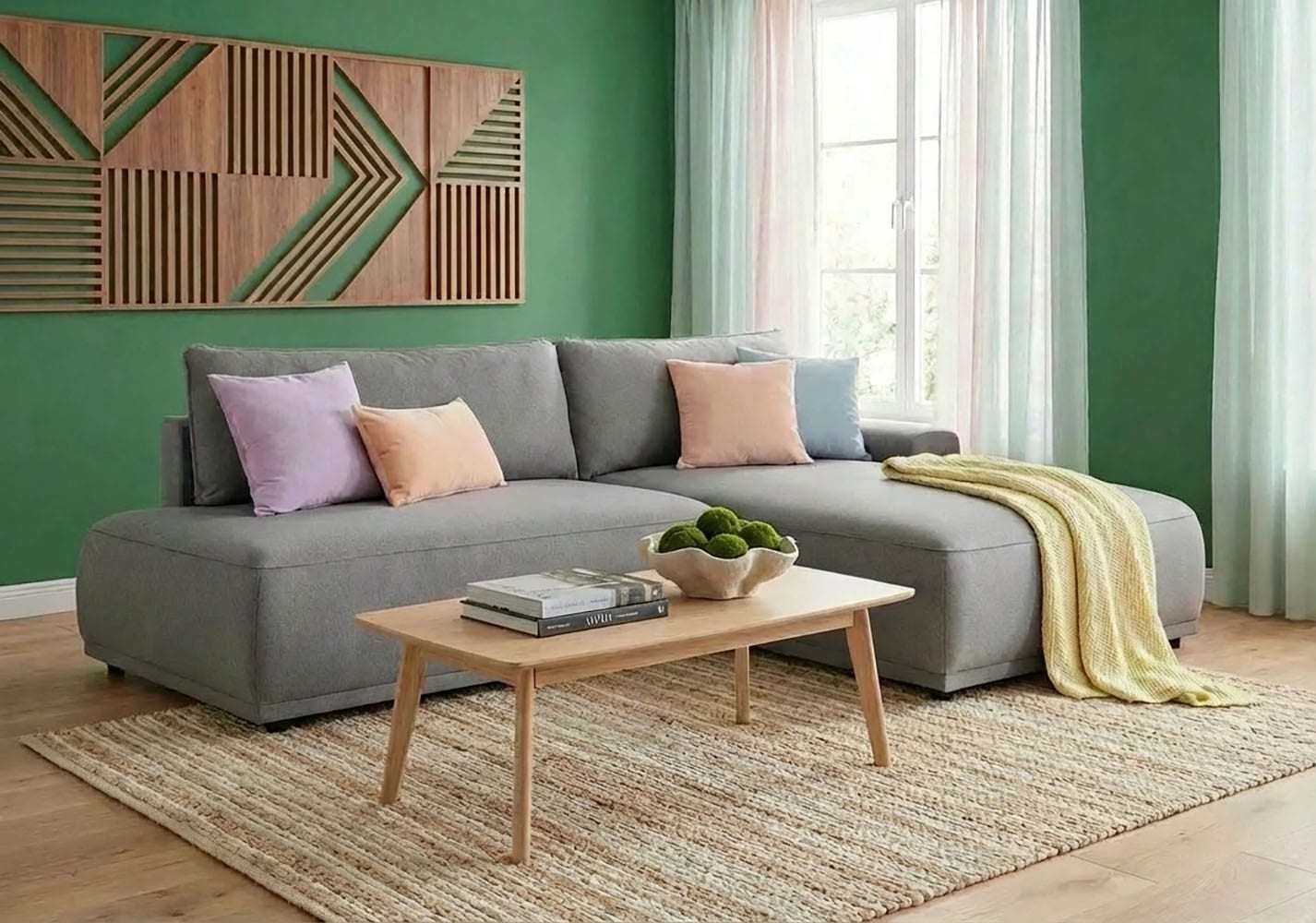 TRENDMANUFAKTUR Ecksofa »Fordon II, Schlafsofa mit Bettkasten, Couch in L-Form, Breite 250 cm« in Struktur LUMOS, 3D-Effekt, anthrazit, Armlehne rechts