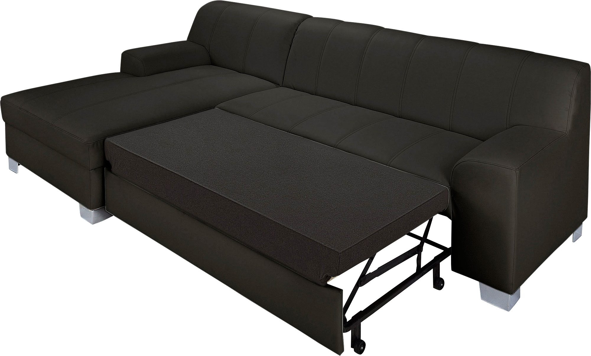 INOSIGN Ecksofa »Turah incl. Zierkissen, moderne Steppung, auch in Leder«, wahlweise mit Bettfunktion, Schlafsofa, B/T/H: 239/152/75 cm, L-Form