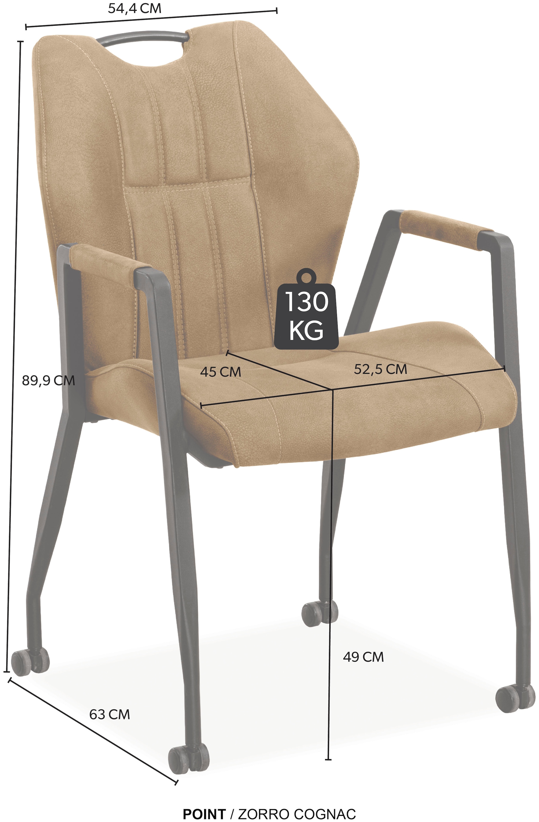 OMG Design Armlehnstuhl »Point« (Set) 1 Stk.Esszimmerstuhl mit Rollen, Bürostuhl