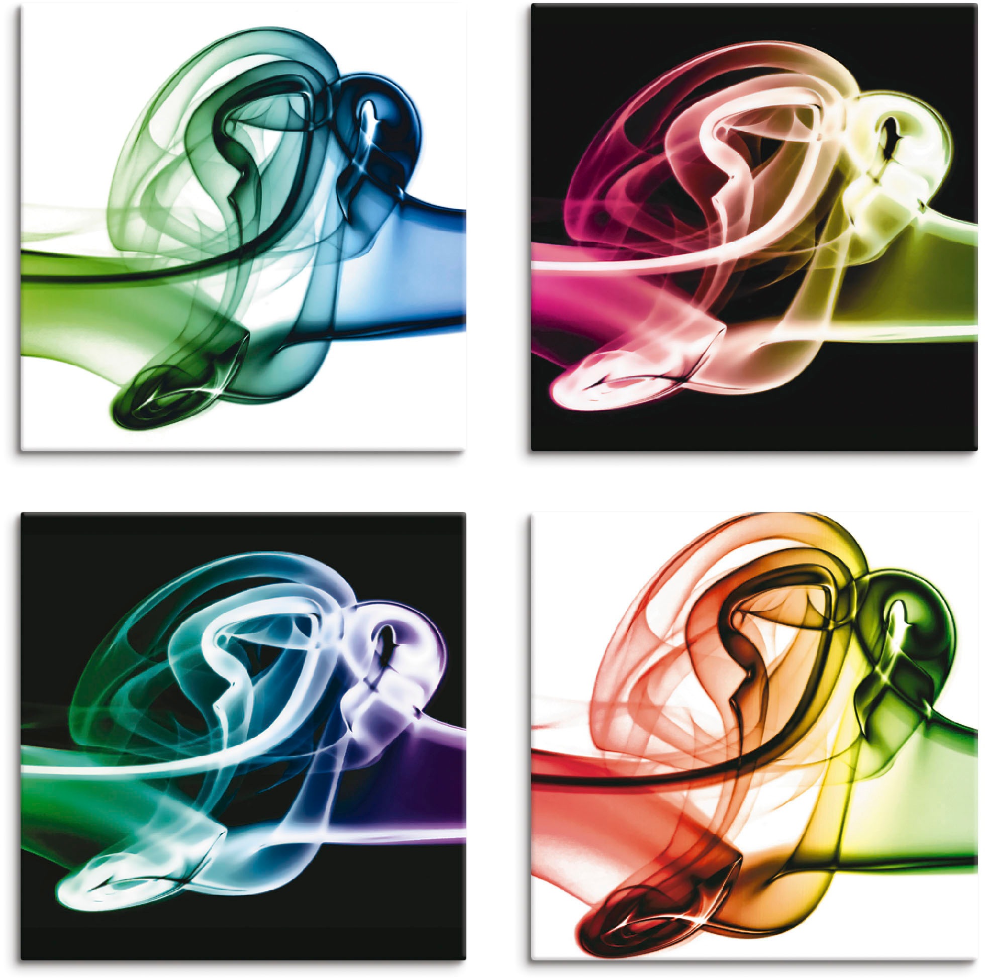 Artland Leinwandbild »Aufeinanderprallen von Farben«, Gegenstandslos, (4 St.), 4er Set, verschiedene Größen