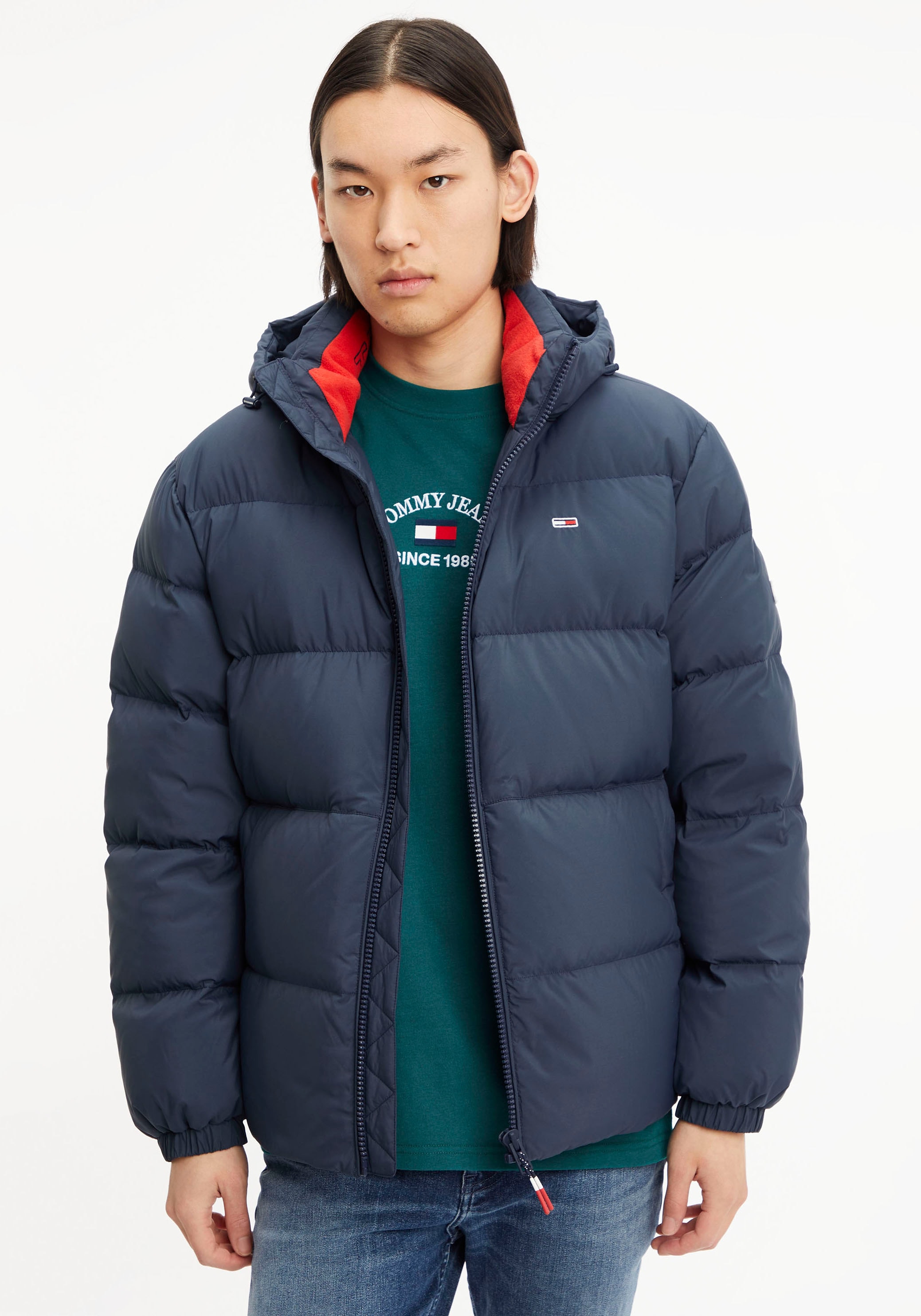 Tommy Jeans Daunenjacke »TJM ESSENTIAL ♕ Tunnelzug Kapuze der DOWN JACKET«, und mit bei mit Stoppern an Kapuze