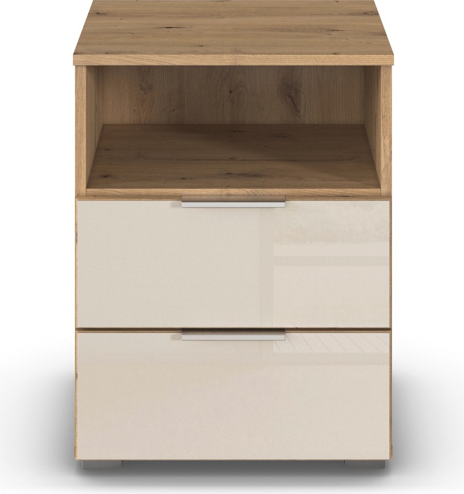rauch Nachtkommode »Nachttisch Nachtschrank Nachtkonsole AGORDO mit Glasfront«, (in zwei Griff-Farben), mit 2 Schubladen und Nische für viel Stauraum MADE IN GERMANY