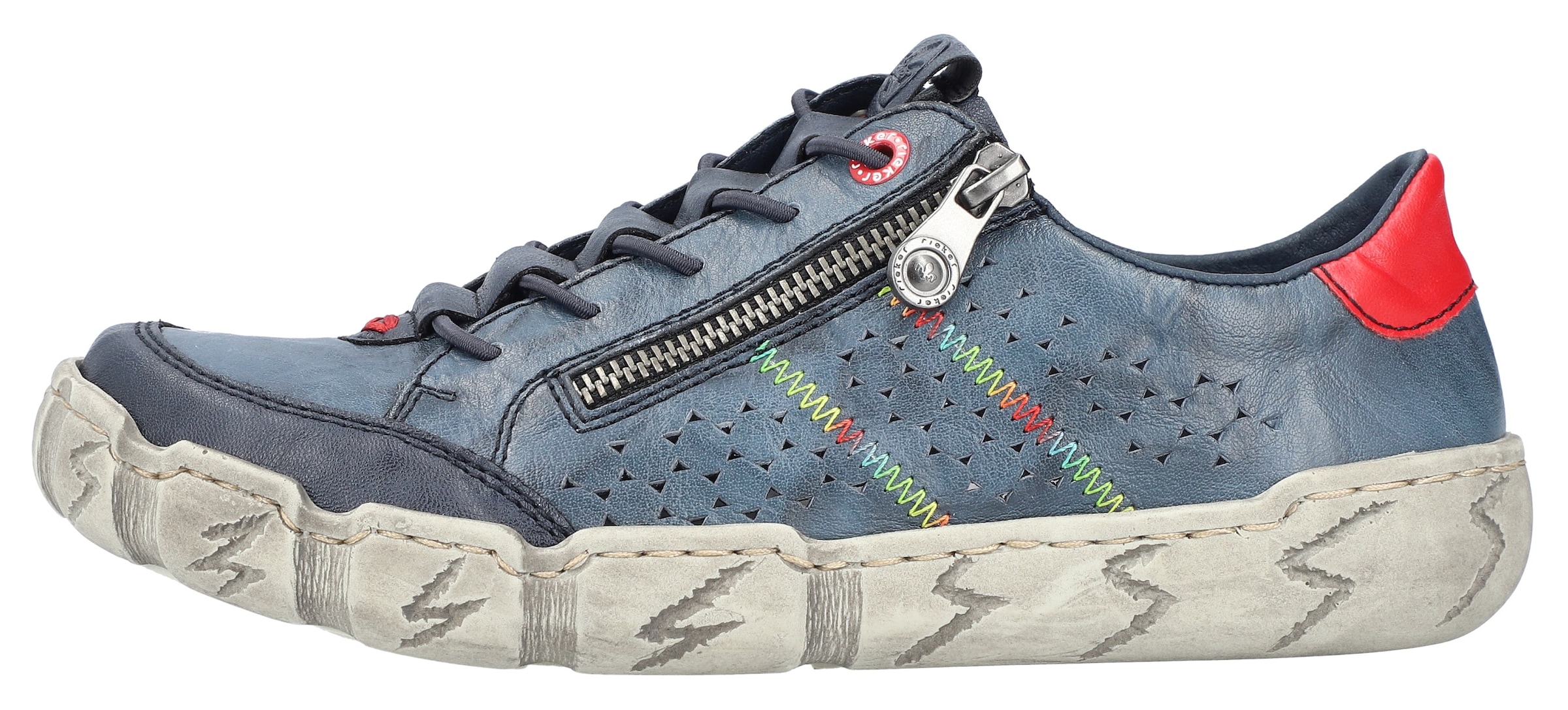 Rieker Sneaker, Freizeitschuh, Halbschuh, Schlupfschuh, mit bunter Ziernaht