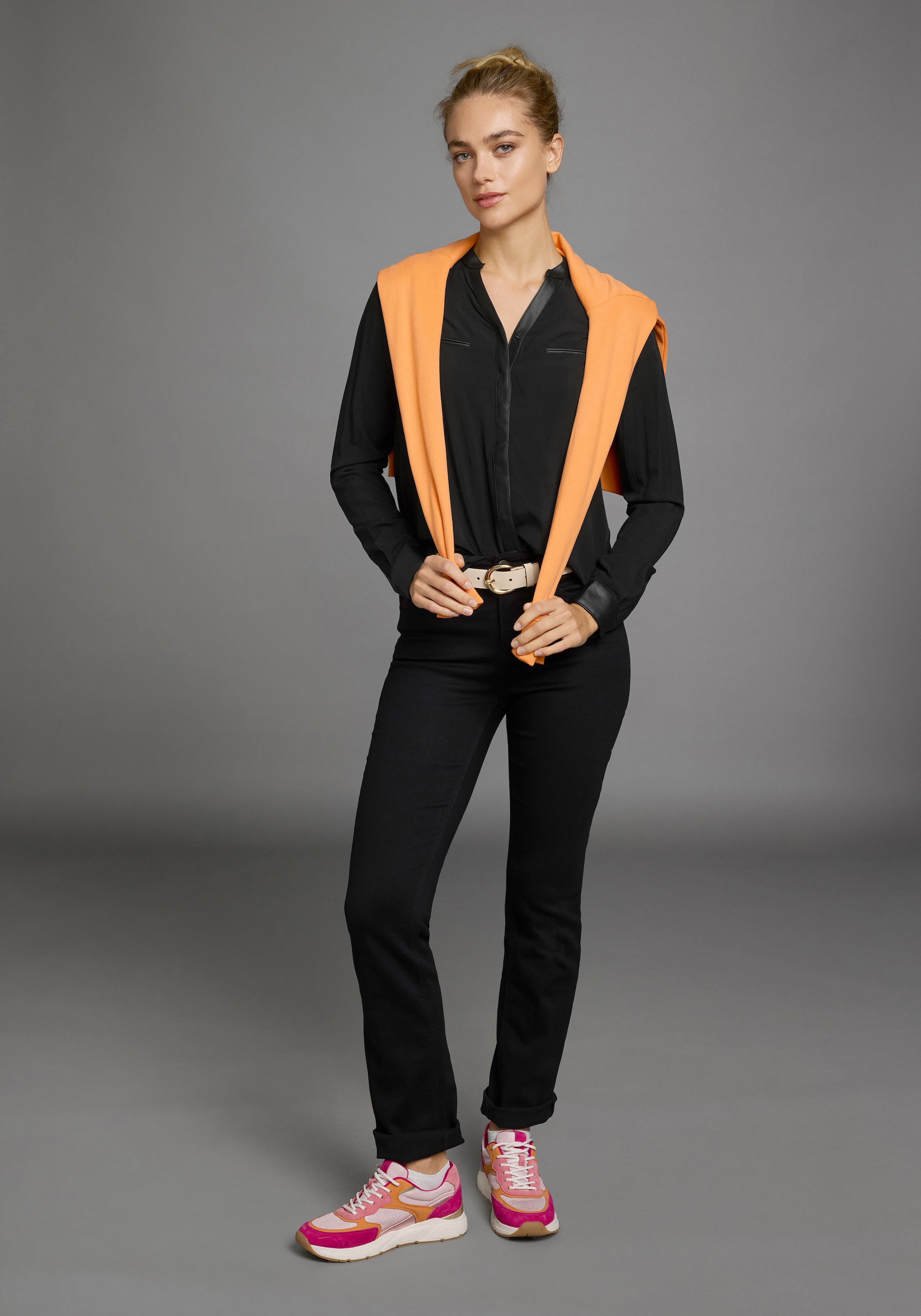 AJC Hemdbluse, mit Details aus Lederimitat