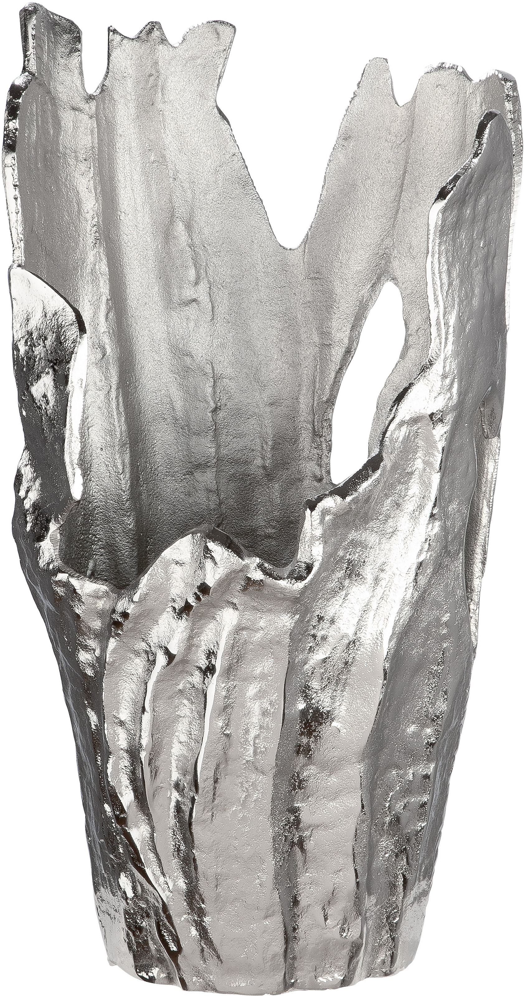 GILDE Dekovase »Vase Coralifero«, Struktur Aluminium, im Raten bestellen Form, extravagante auf Antik-Finish (1 silberfarbene St.)