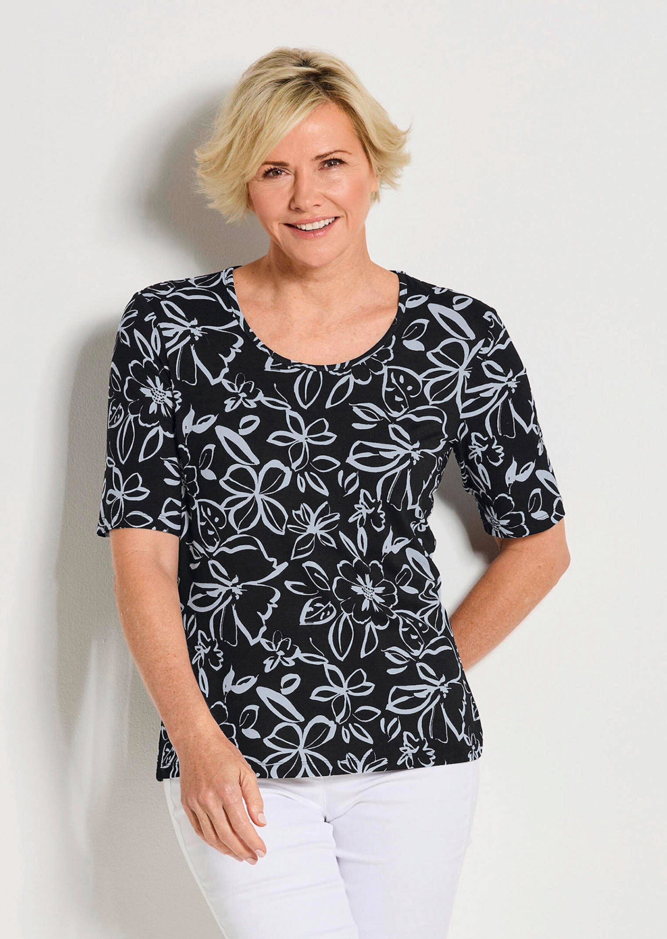 GOLDNER Print-Shirt »Cityshirt mit floralem Design« stretchbequemer Viskosejersey