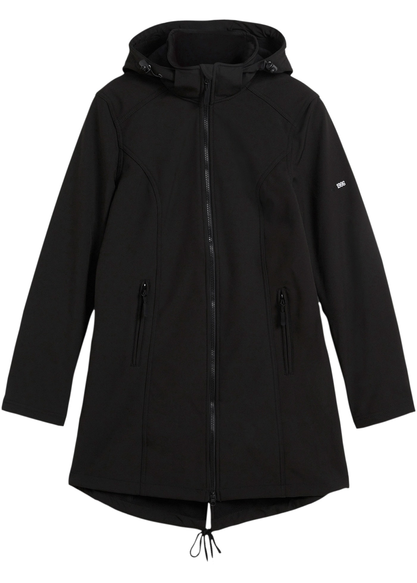 bonprix Softshellparka mit Kapuze figurbetonter Schnitt, 2-Wege-Reißverschluss, Kordelzüge im Saum