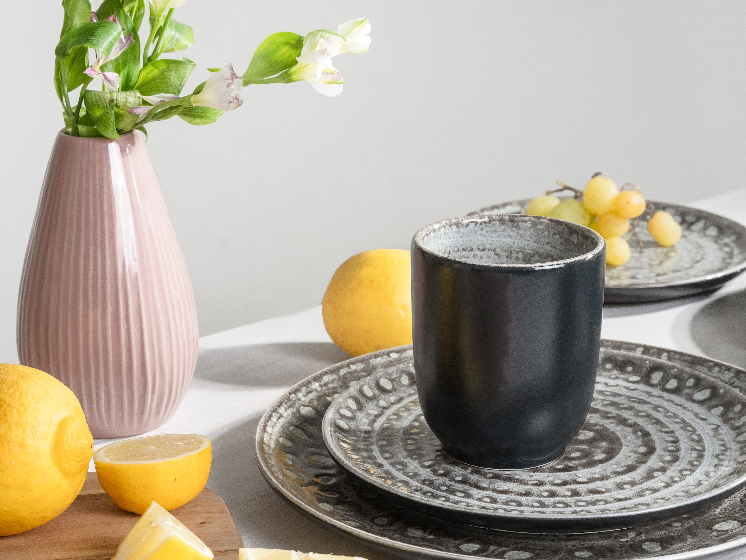 CreaTable Kombiservice »Geschirr-Set Villa Romana«, (Set, 16 tlg., Kaffeeservice und Tafelservice im Set, für 4 Personen), Service, handwerklicher Charakter, 16 Teile, für 4 Personen