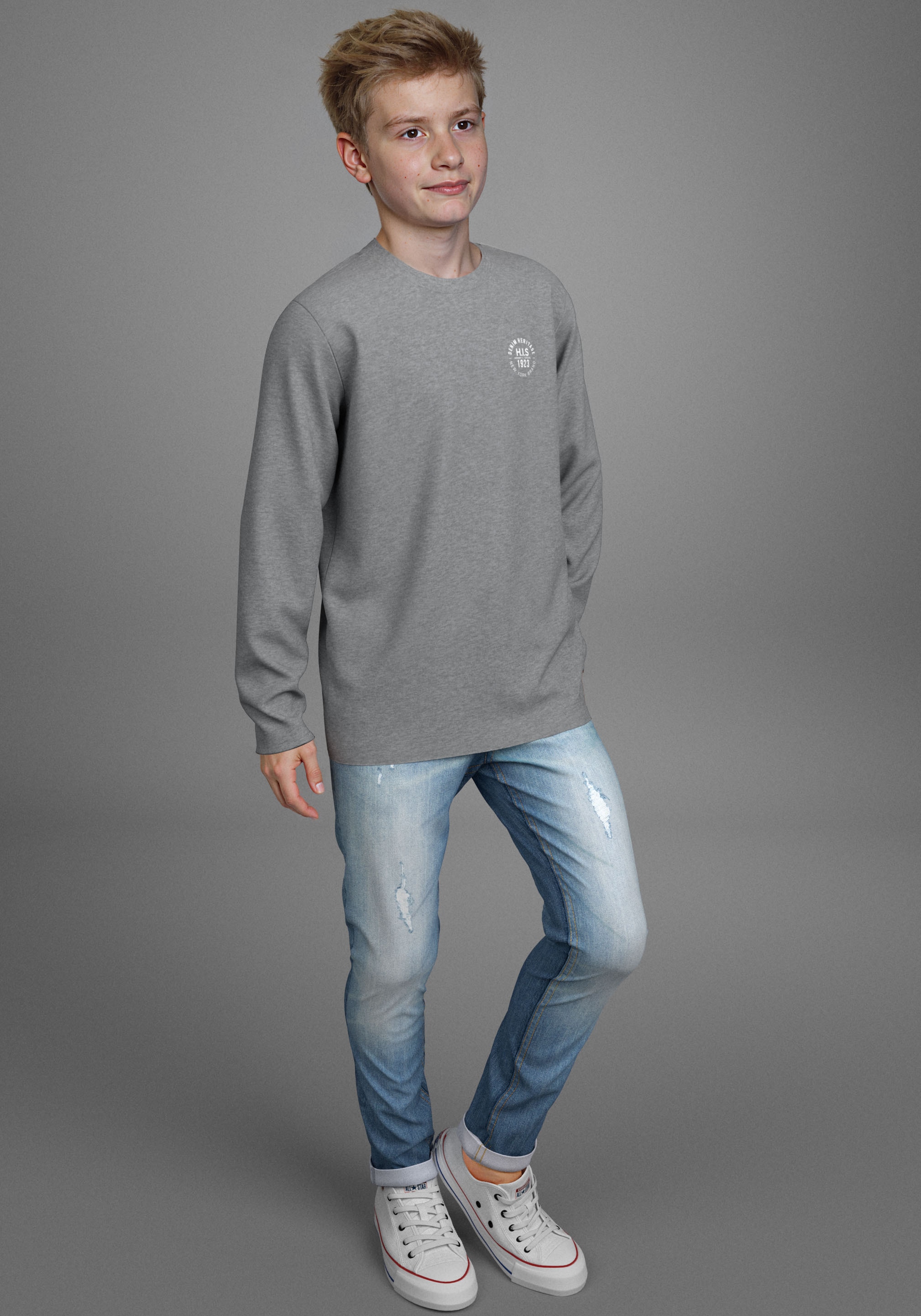 H.I.S Langarmshirt »2er Pack Shirts mit Logoprint«, (Packung, 2 tlg., 2), NEU: H.I.S für TEENS! 2er Pack Shirts
