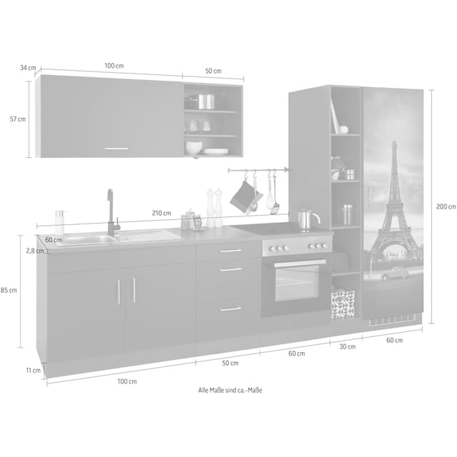 HELD MÖBEL Küchenzeile »Paris«, ohne E-Geräte, Breite 300 cm bequem  bestellen