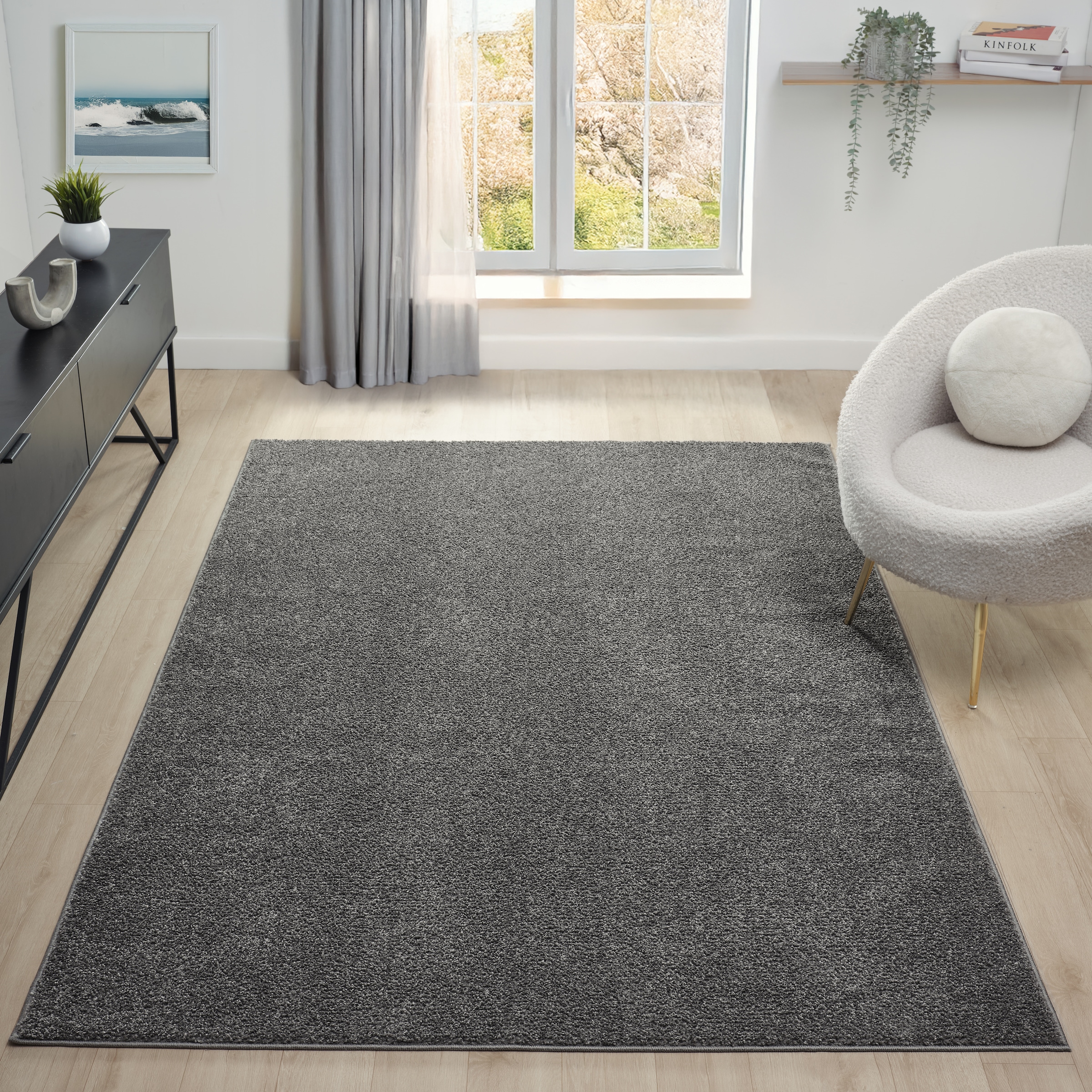 OTTO home Teppich »Lisam« rechteckig 15 mm Höhe meliert, uni, weich, Wohnzimmer, Schlafzimmer