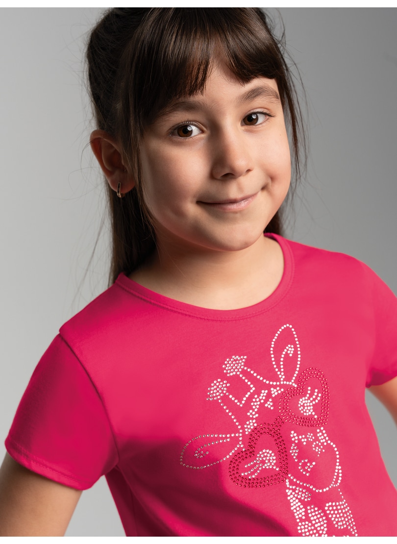 Trigema T-Shirt »TRIGEMA T-Shirt mit glitzerndem Giraffen-Printmotiv« 1 Stk.